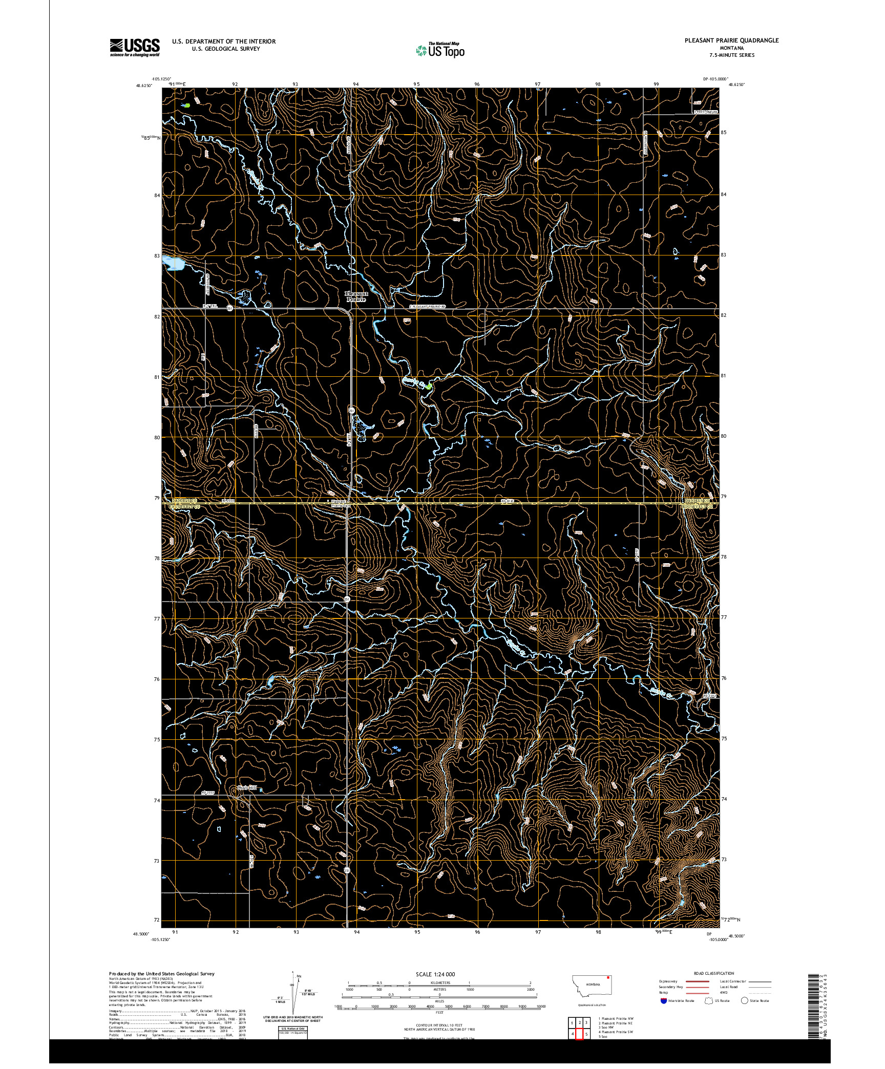 USGS US TOPO 7.5-MINUTE MAP FOR PLEASANT PRAIRIE, MT 2020