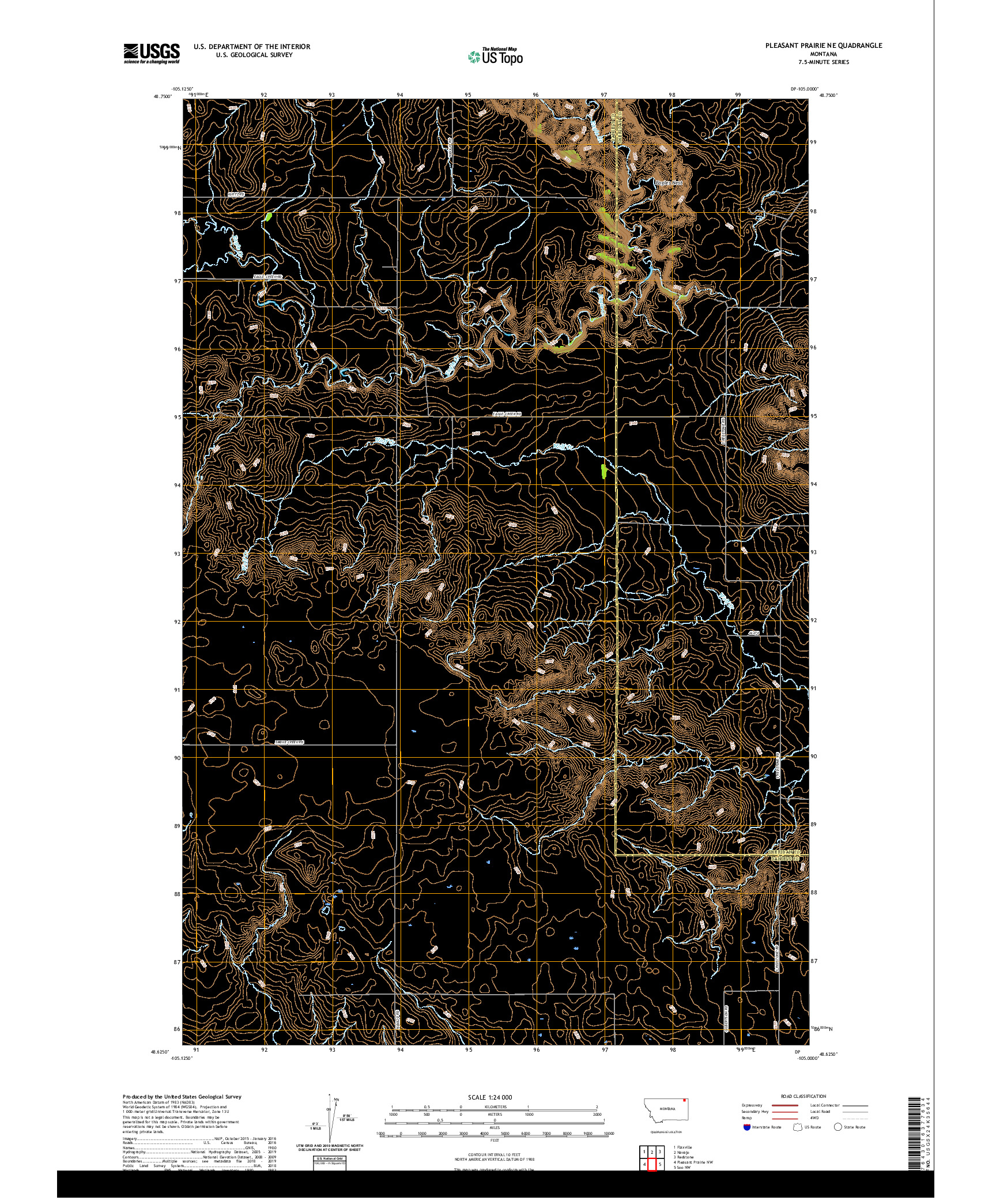 USGS US TOPO 7.5-MINUTE MAP FOR PLEASANT PRAIRIE NE, MT 2020