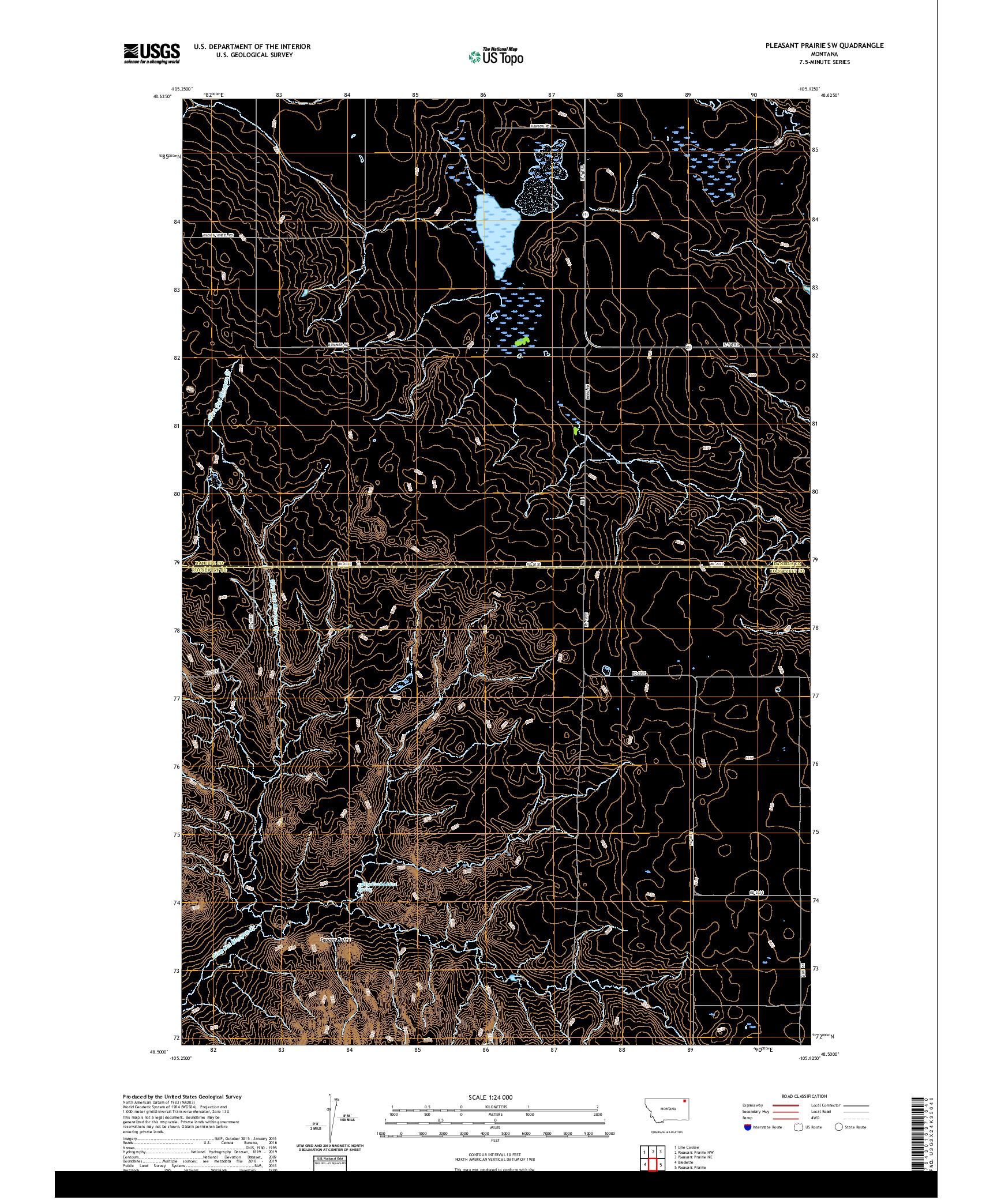 USGS US TOPO 7.5-MINUTE MAP FOR PLEASANT PRAIRIE SW, MT 2020