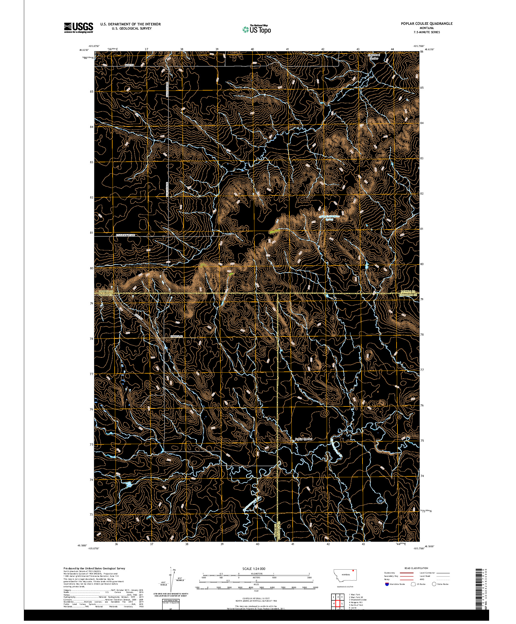 USGS US TOPO 7.5-MINUTE MAP FOR POPLAR COULEE, MT 2020