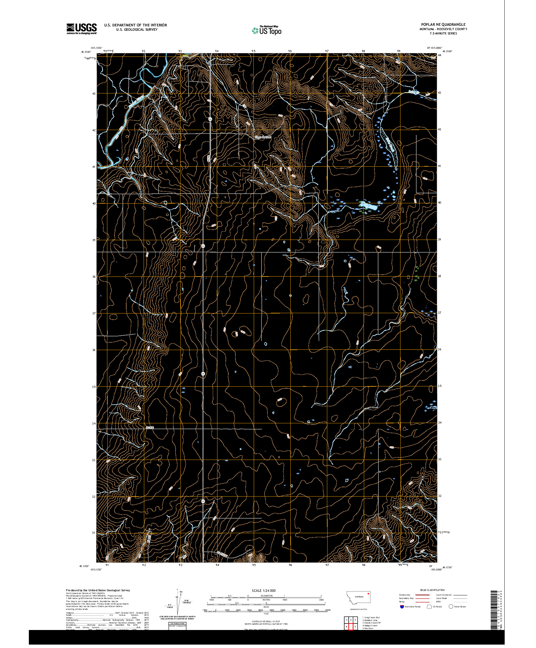 USGS US TOPO 7.5-MINUTE MAP FOR POPLAR NE, MT 2020
