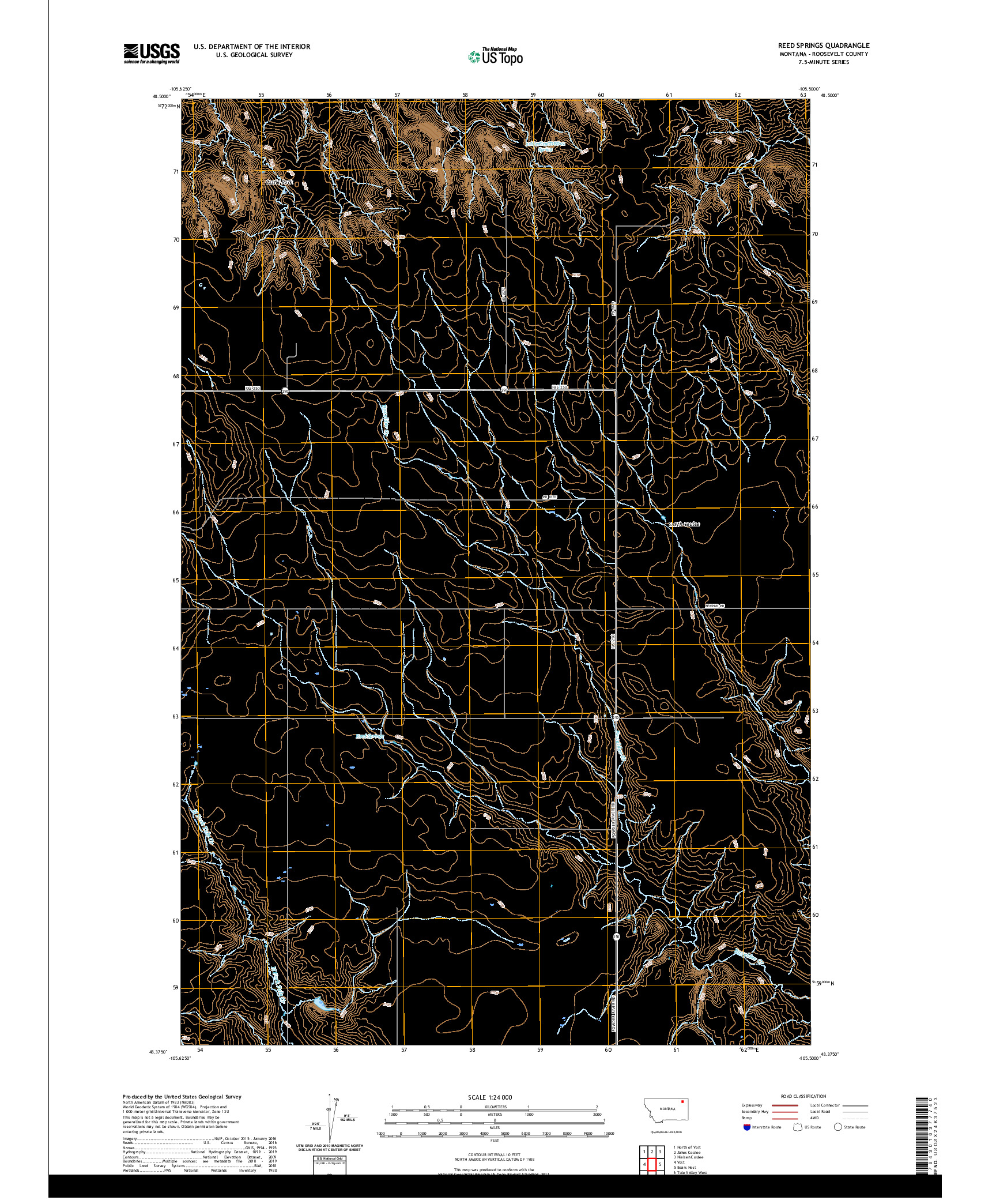 USGS US TOPO 7.5-MINUTE MAP FOR REED SPRINGS, MT 2020