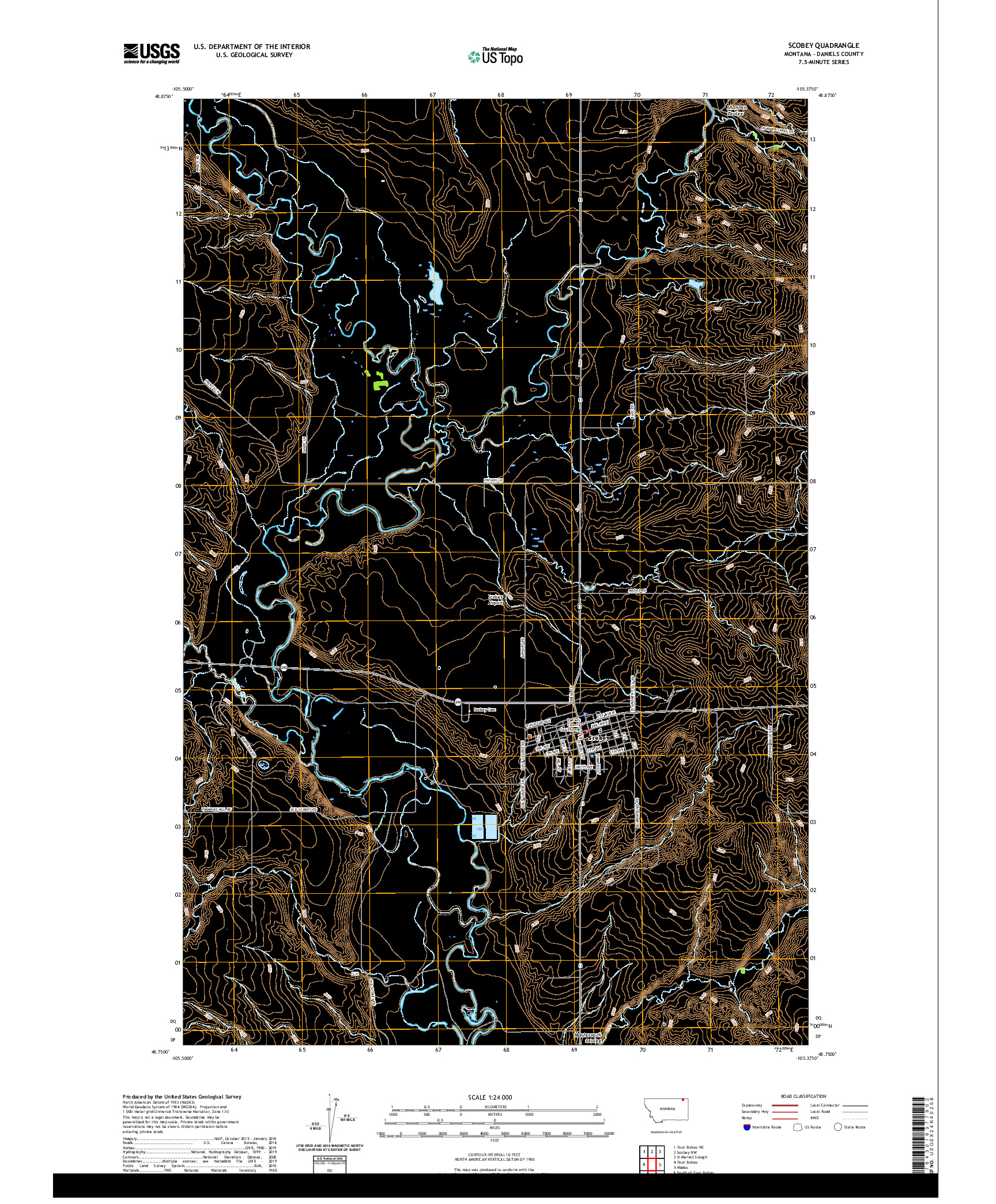 USGS US TOPO 7.5-MINUTE MAP FOR SCOBEY, MT 2020