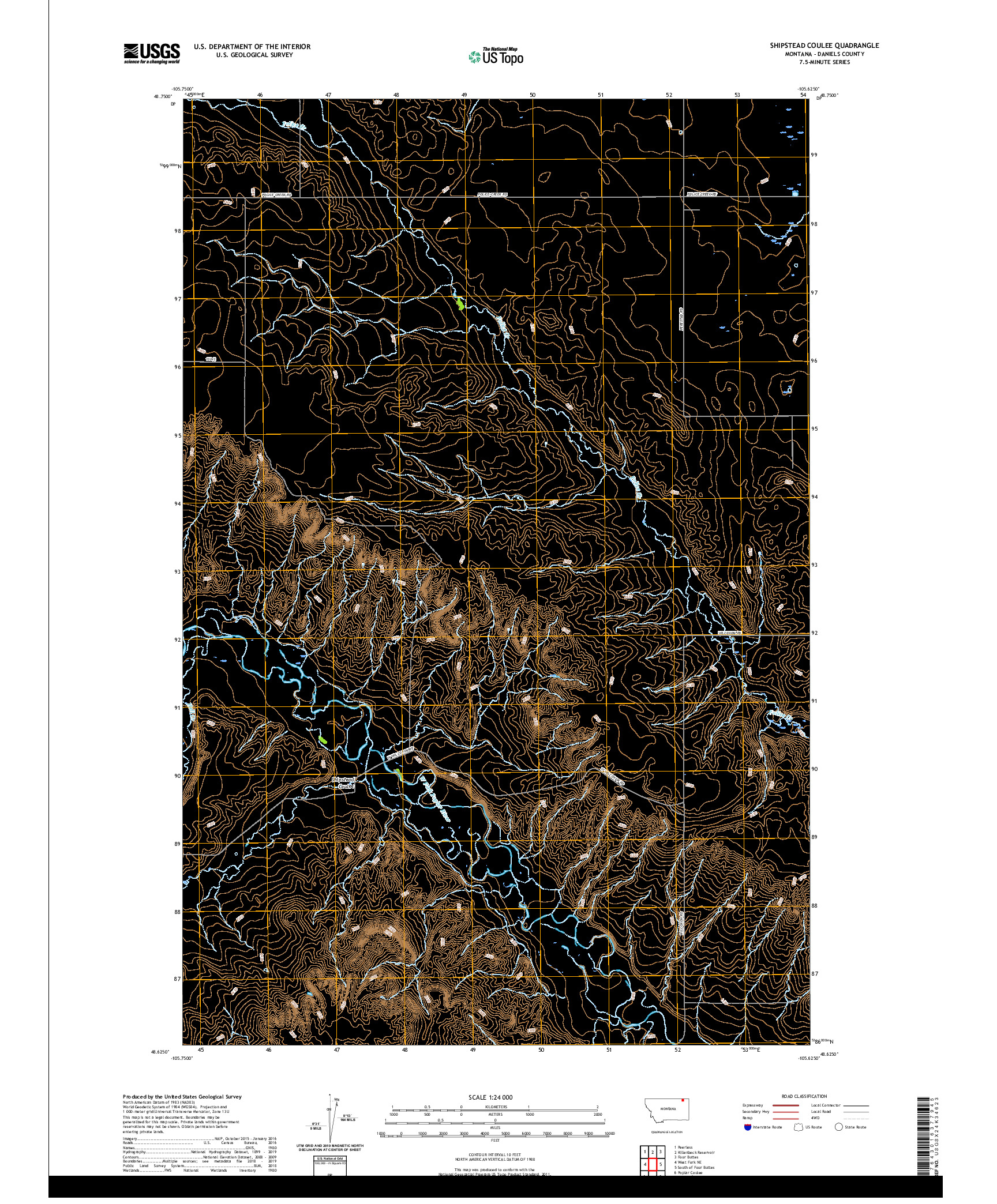 USGS US TOPO 7.5-MINUTE MAP FOR SHIPSTEAD COULEE, MT 2020