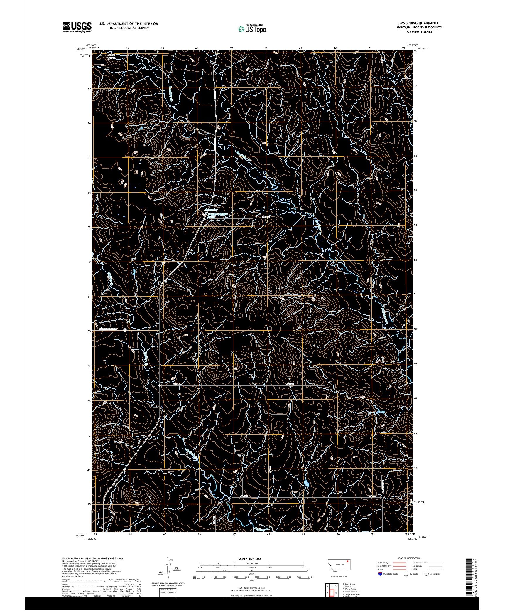 USGS US TOPO 7.5-MINUTE MAP FOR SIMS SPRING, MT 2020