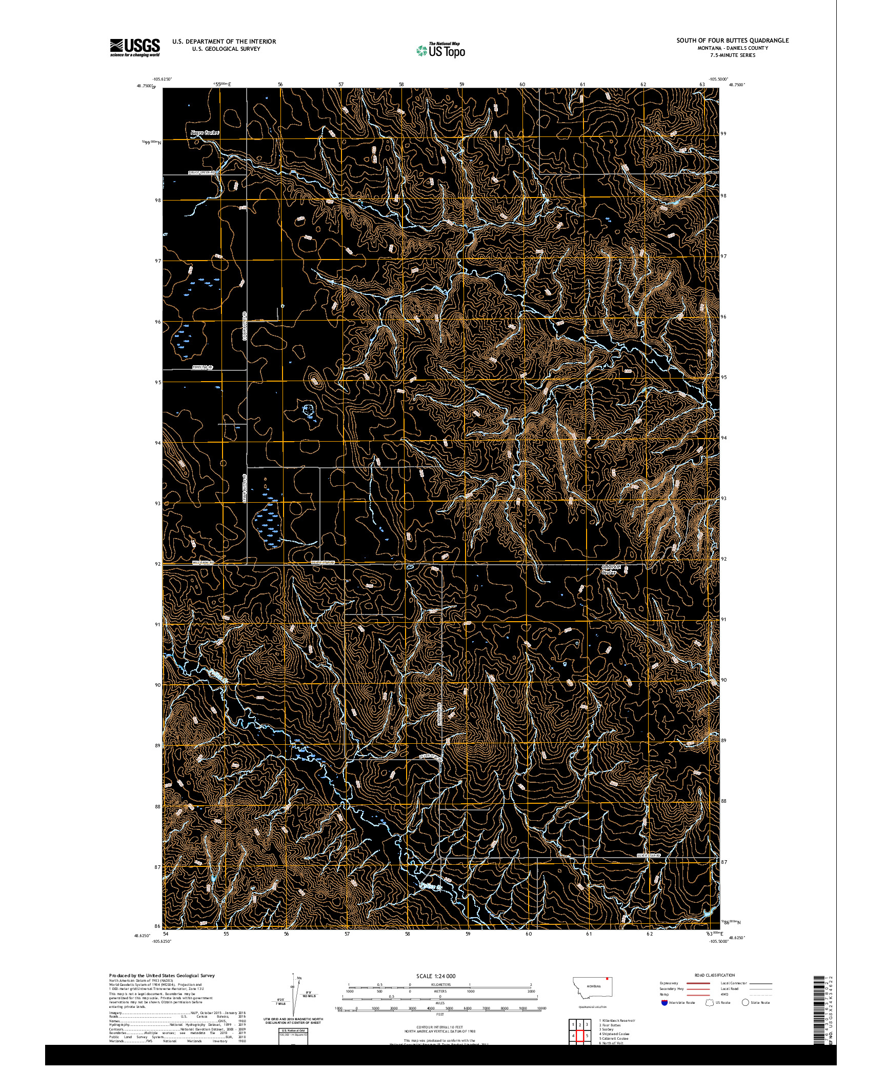 USGS US TOPO 7.5-MINUTE MAP FOR SOUTH OF FOUR BUTTES, MT 2020