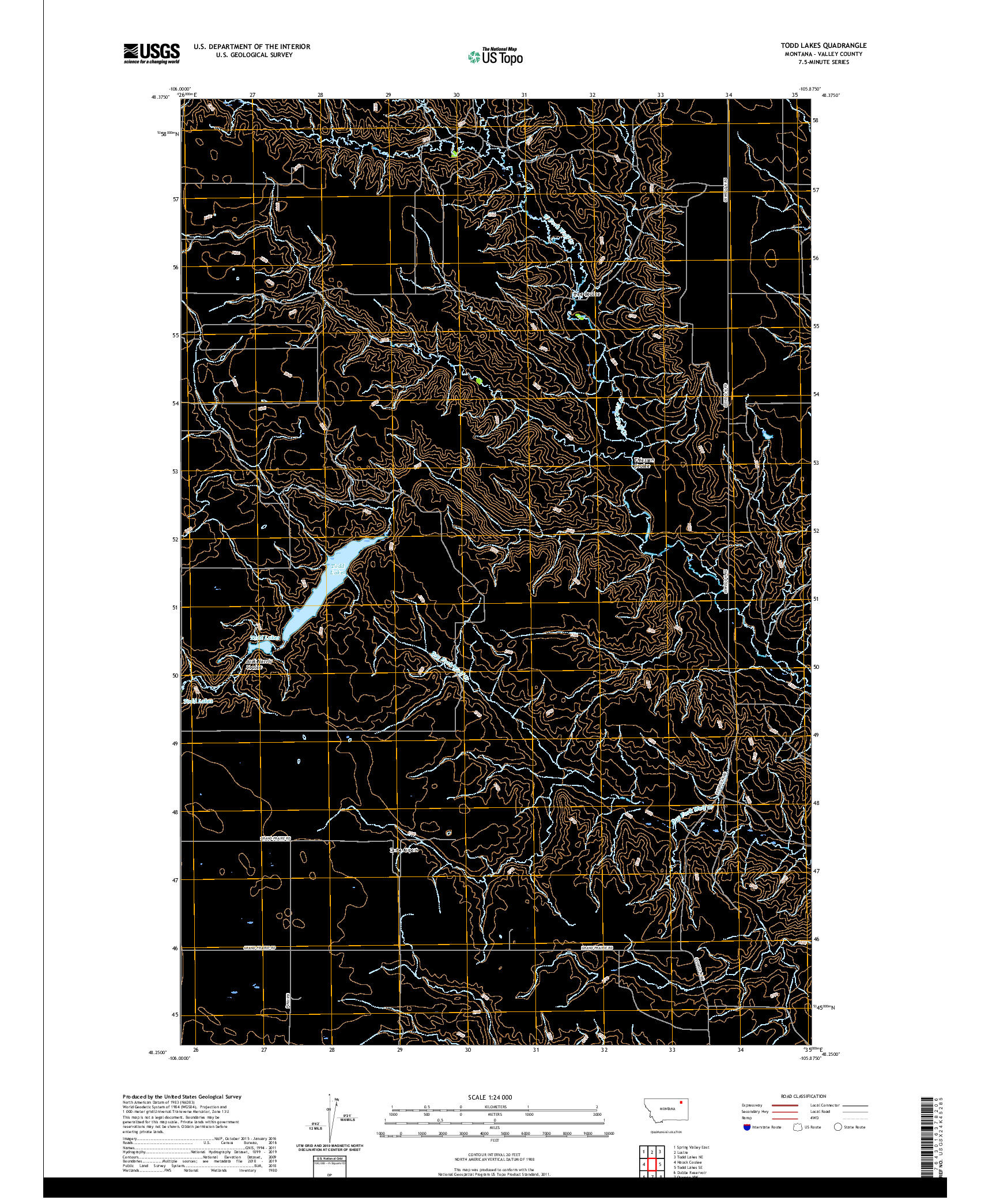 USGS US TOPO 7.5-MINUTE MAP FOR TODD LAKES, MT 2020