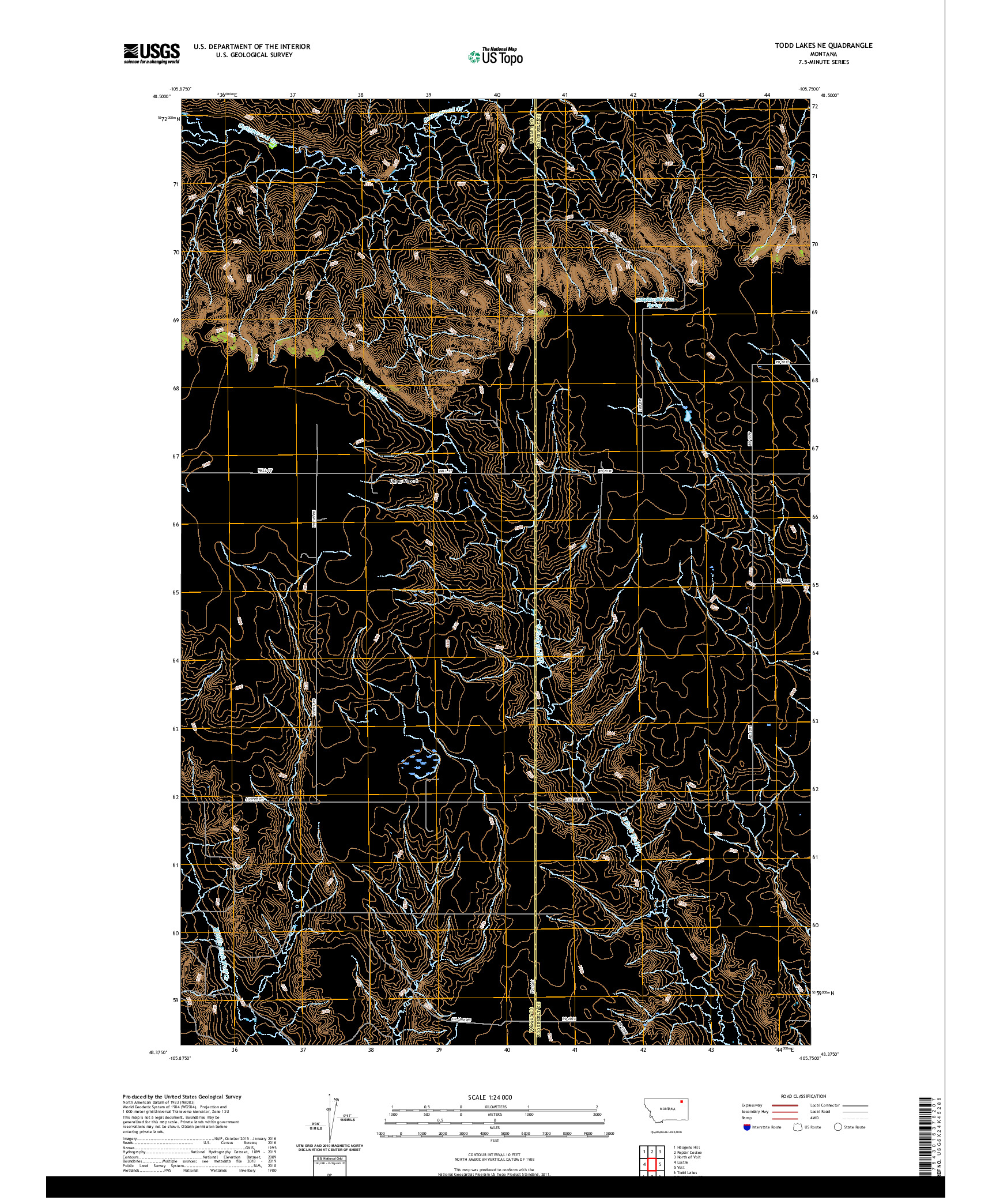 USGS US TOPO 7.5-MINUTE MAP FOR TODD LAKES NE, MT 2020