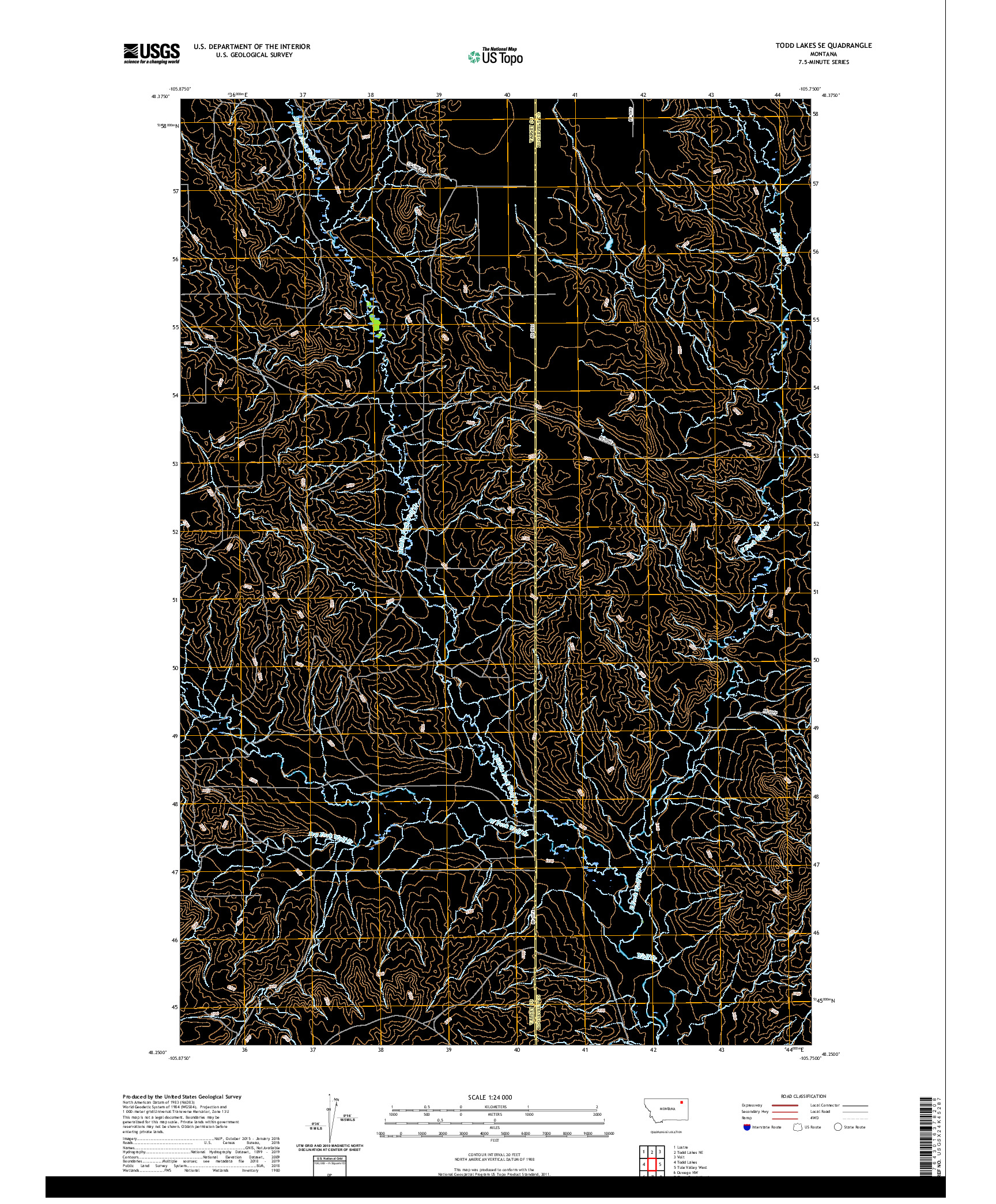 USGS US TOPO 7.5-MINUTE MAP FOR TODD LAKES SE, MT 2020