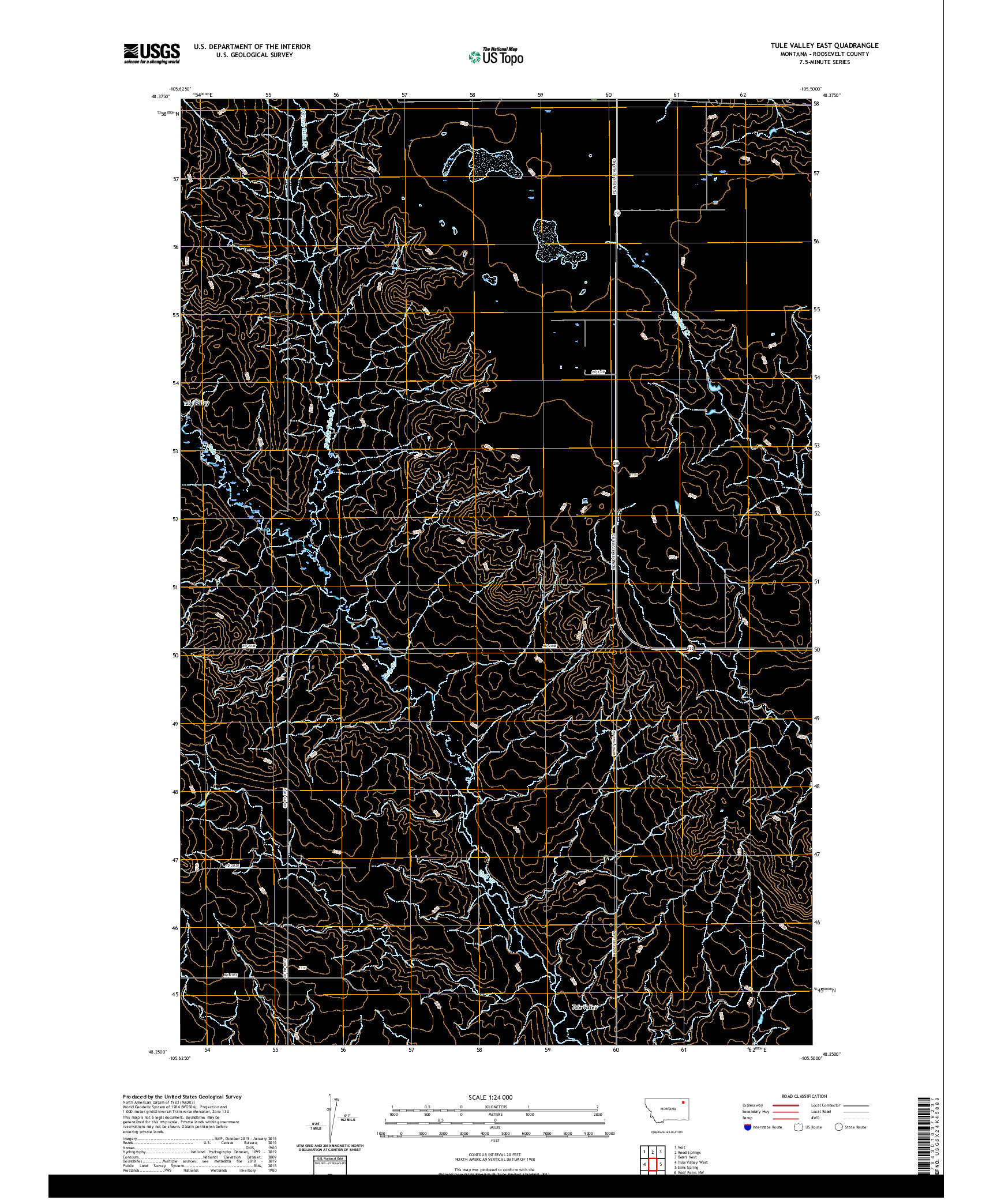 USGS US TOPO 7.5-MINUTE MAP FOR TULE VALLEY EAST, MT 2020