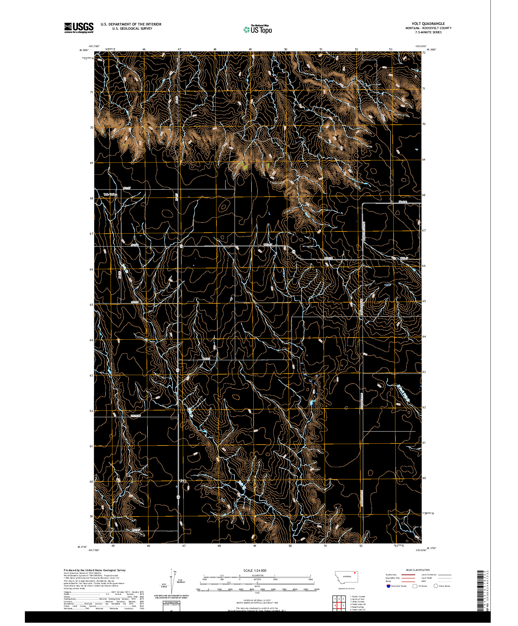 USGS US TOPO 7.5-MINUTE MAP FOR VOLT, MT 2020