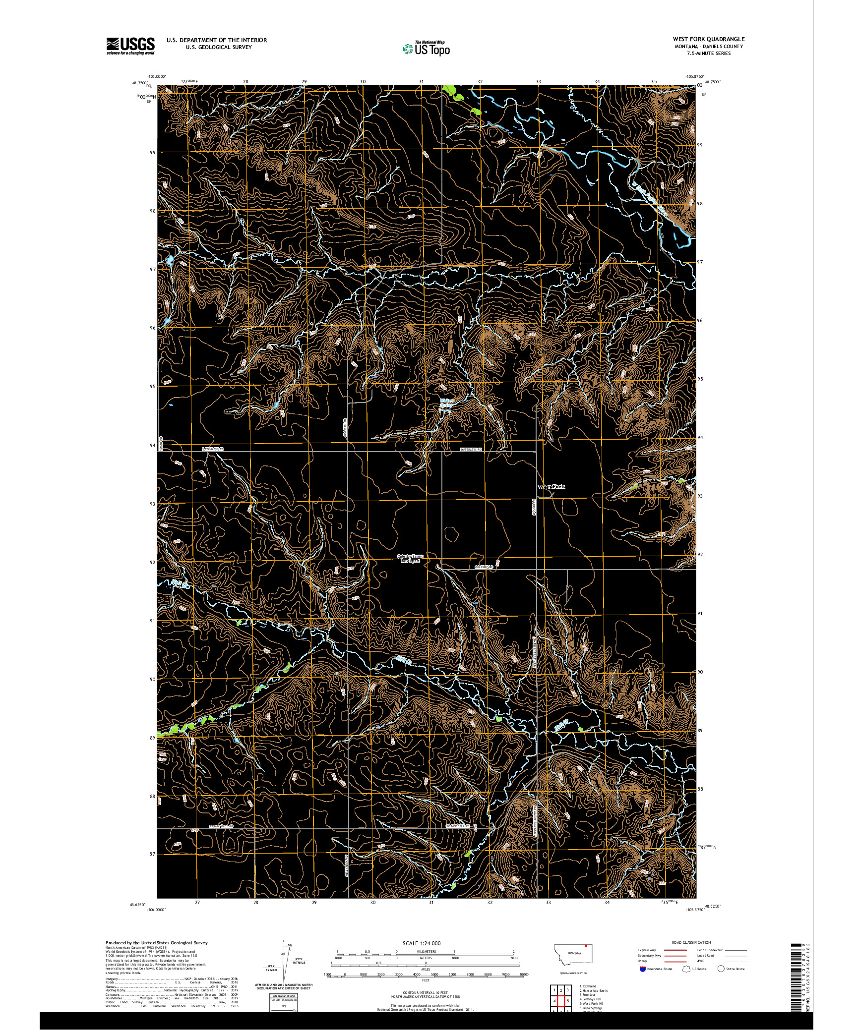 USGS US TOPO 7.5-MINUTE MAP FOR WEST FORK, MT 2020