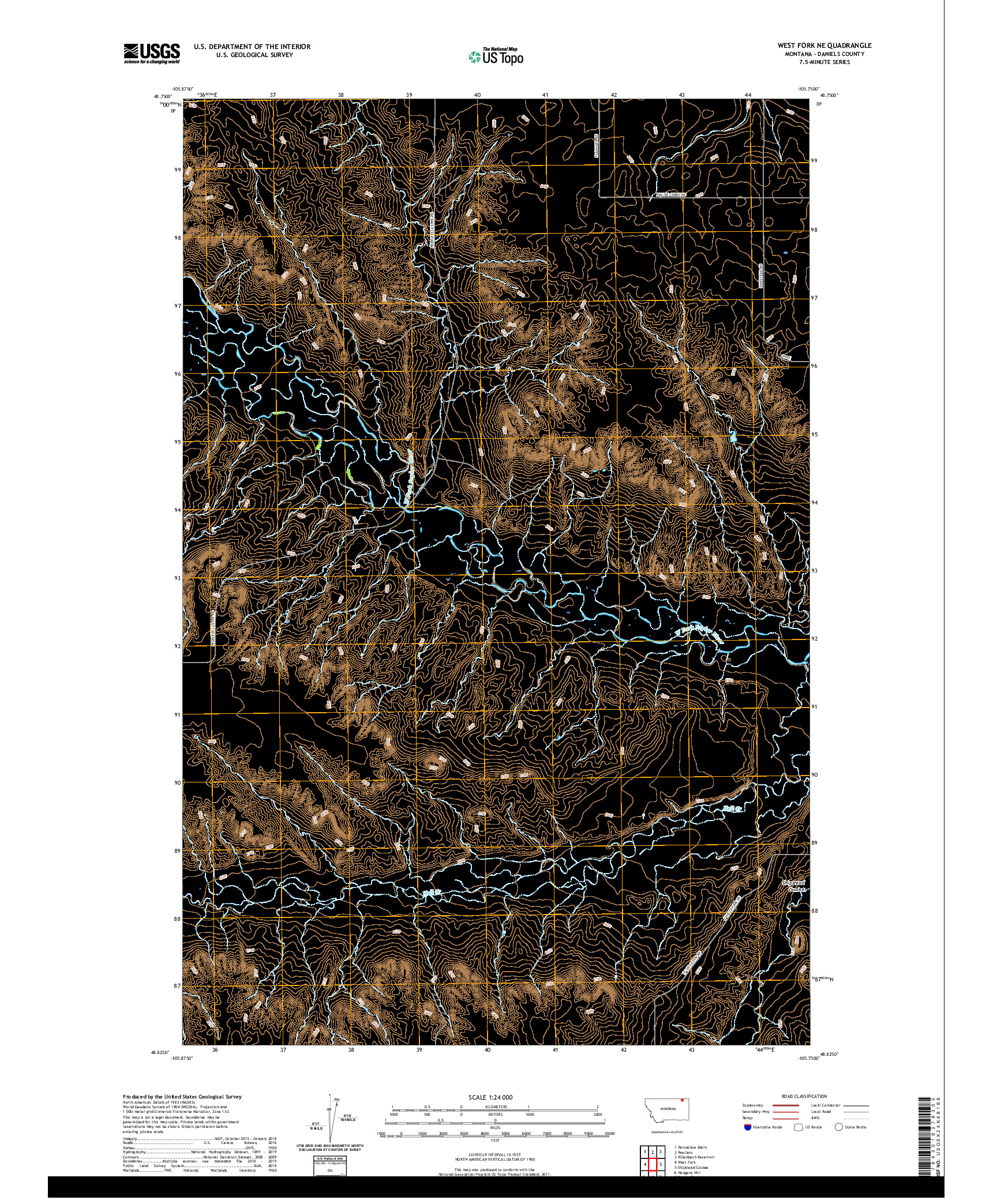 USGS US TOPO 7.5-MINUTE MAP FOR WEST FORK NE, MT 2020
