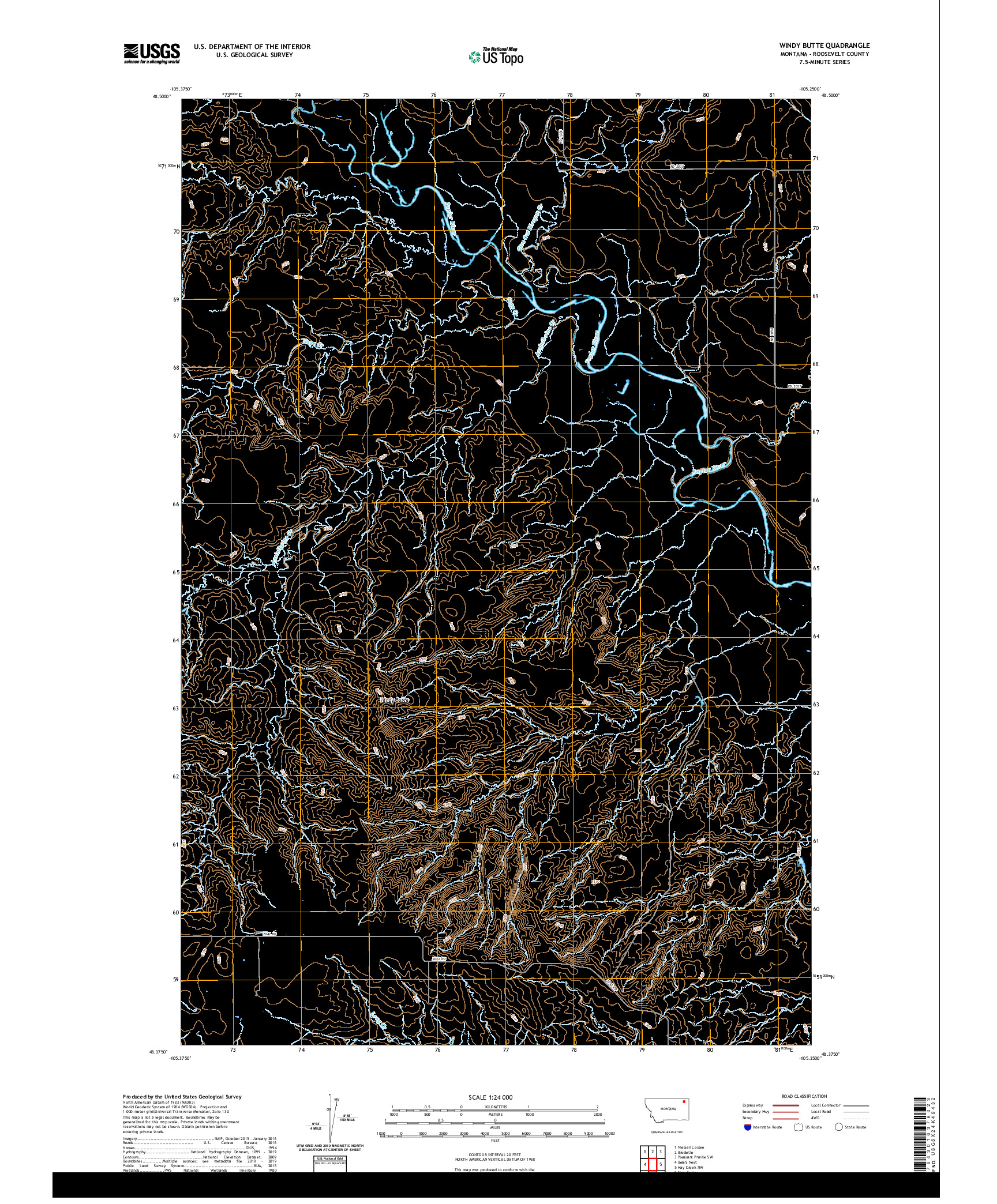 USGS US TOPO 7.5-MINUTE MAP FOR WINDY BUTTE, MT 2020
