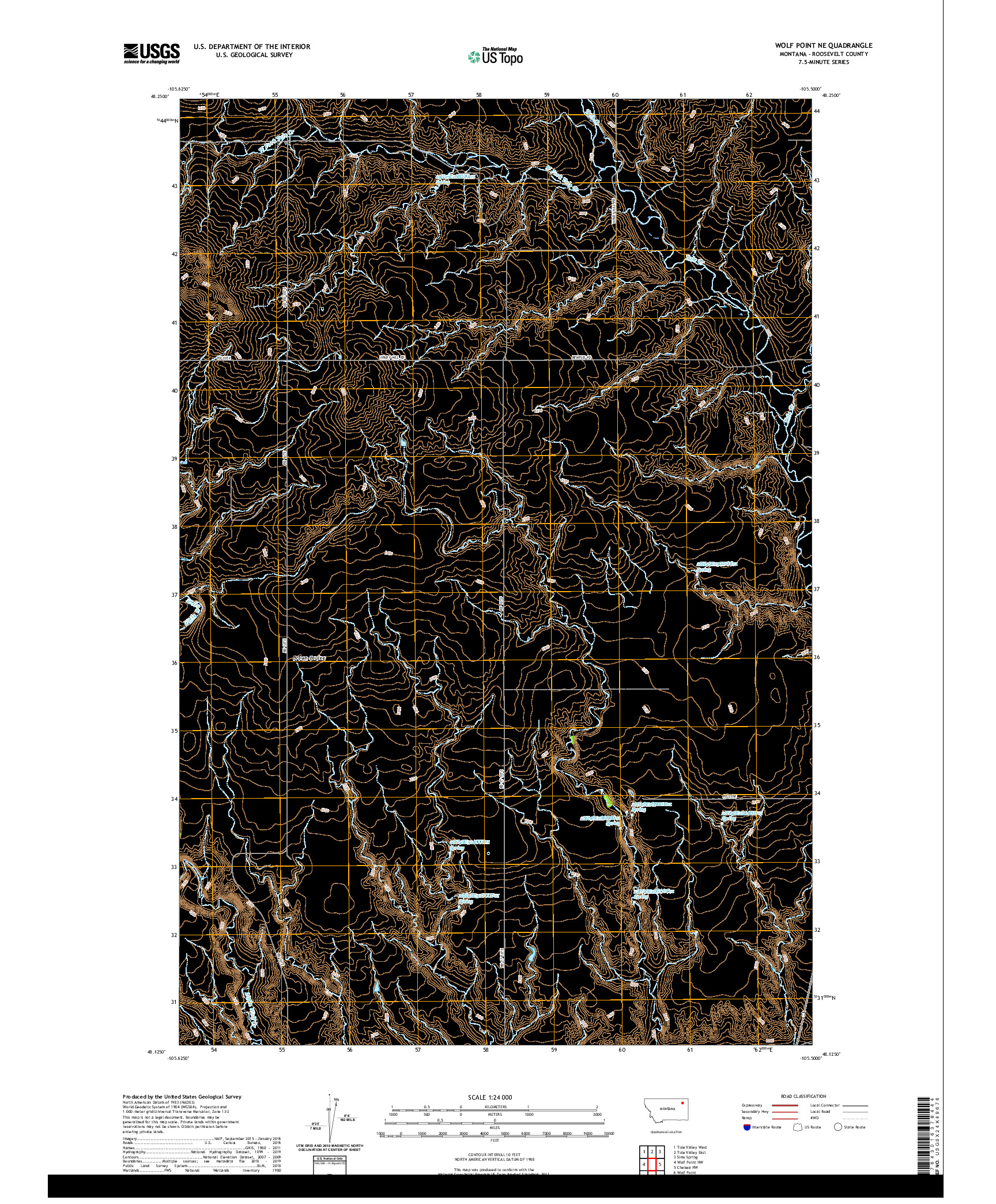 USGS US TOPO 7.5-MINUTE MAP FOR WOLF POINT NE, MT 2020