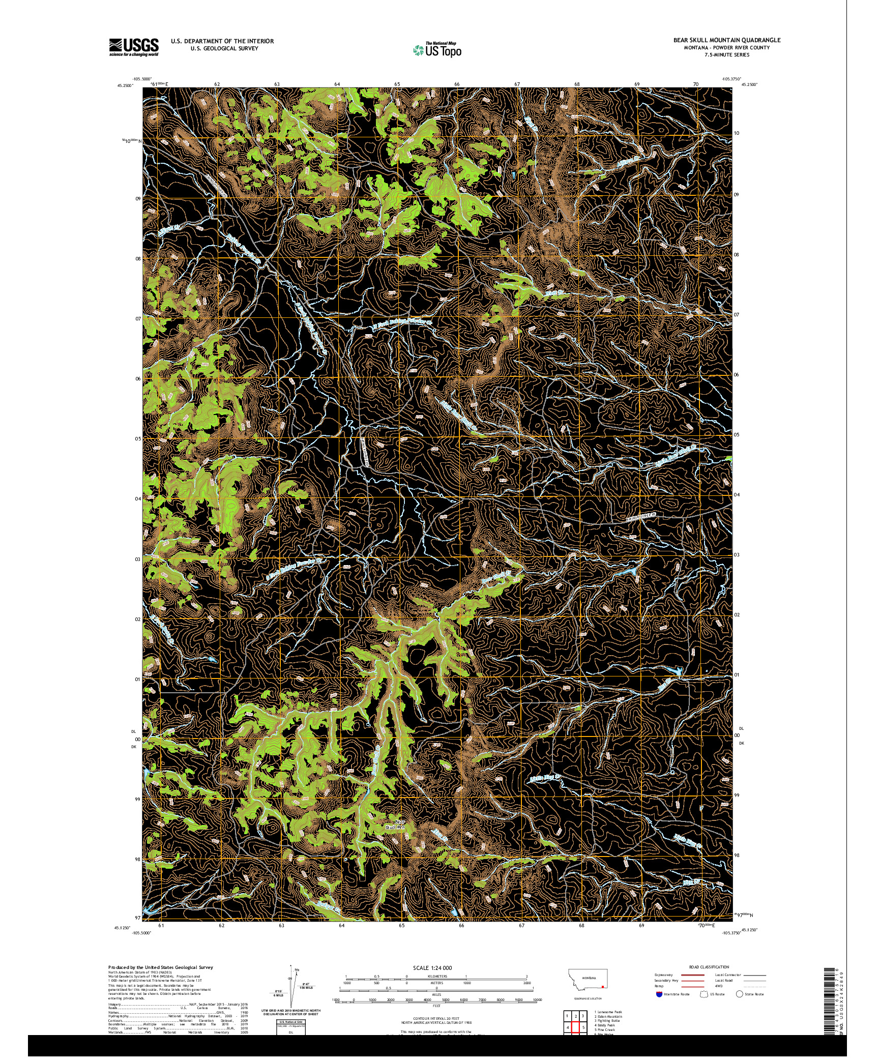 USGS US TOPO 7.5-MINUTE MAP FOR BEAR SKULL MOUNTAIN, MT 2020