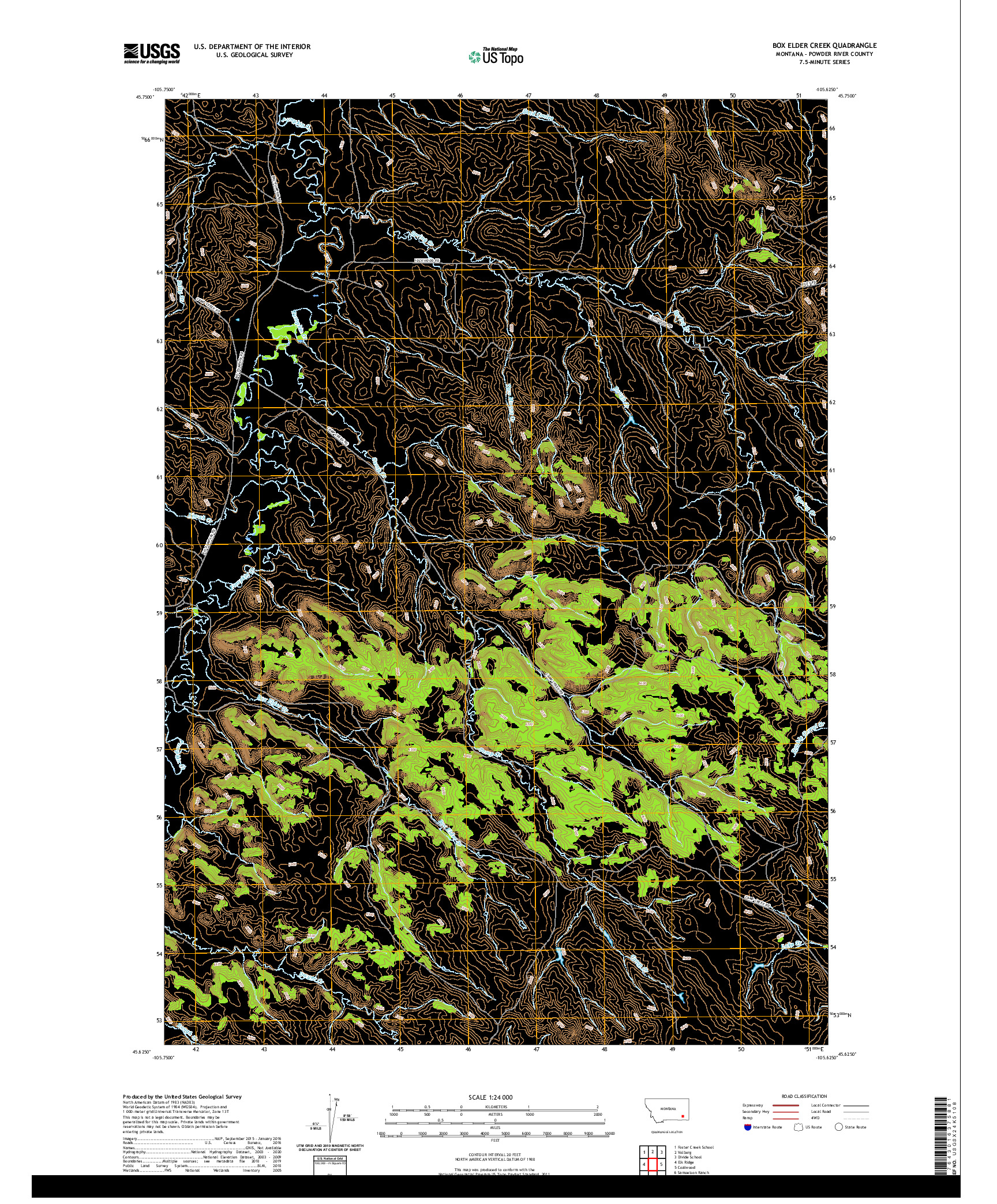 USGS US TOPO 7.5-MINUTE MAP FOR BOX ELDER CREEK, MT 2020