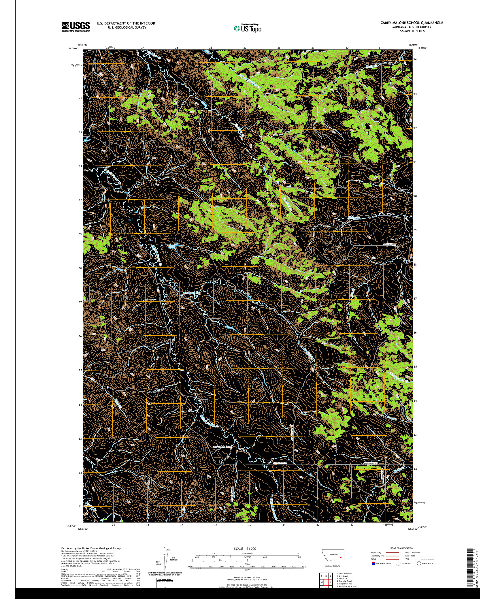 USGS US TOPO 7.5-MINUTE MAP FOR CAREY-MALONE SCHOOL, MT 2020