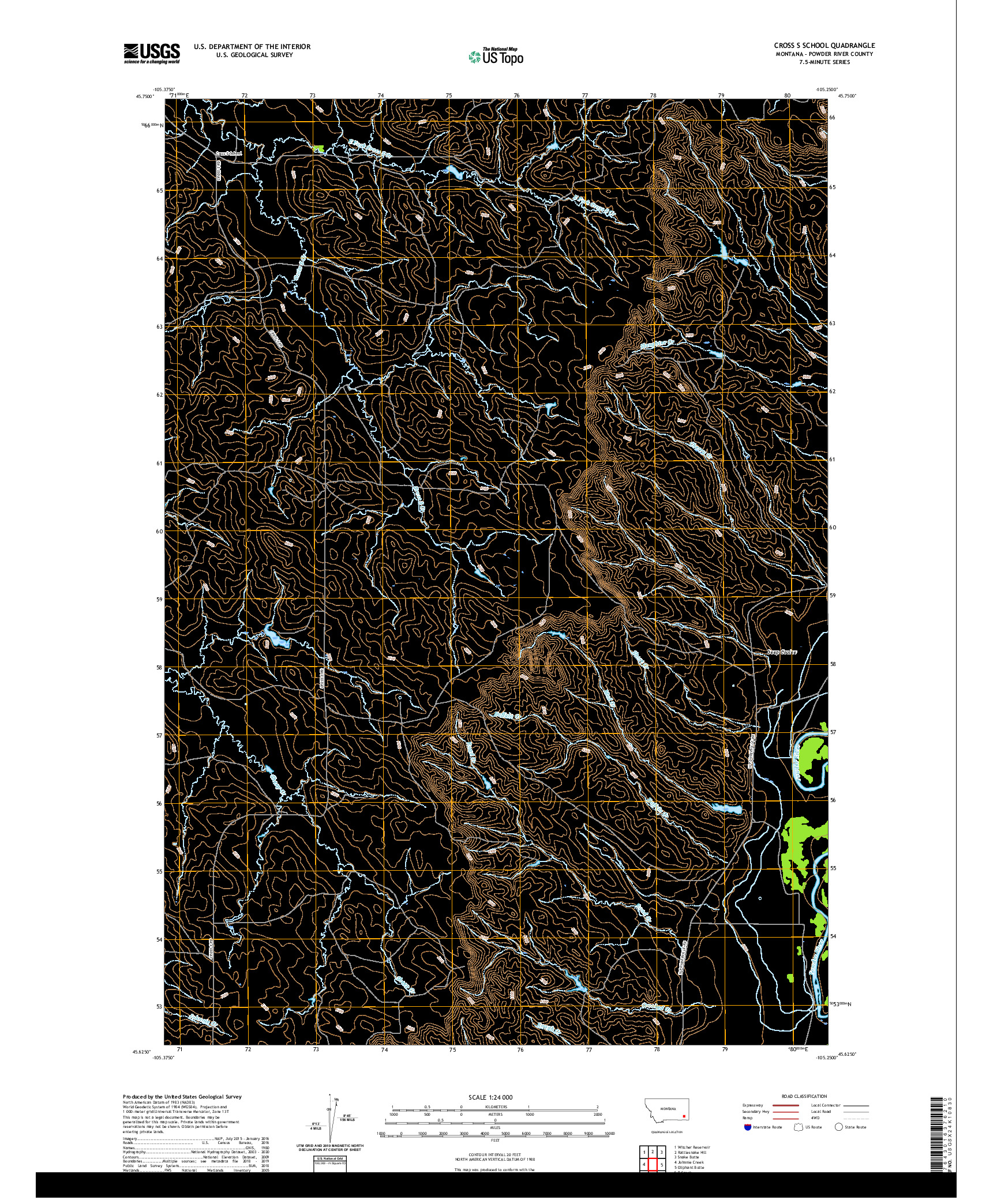 USGS US TOPO 7.5-MINUTE MAP FOR CROSS S SCHOOL, MT 2020