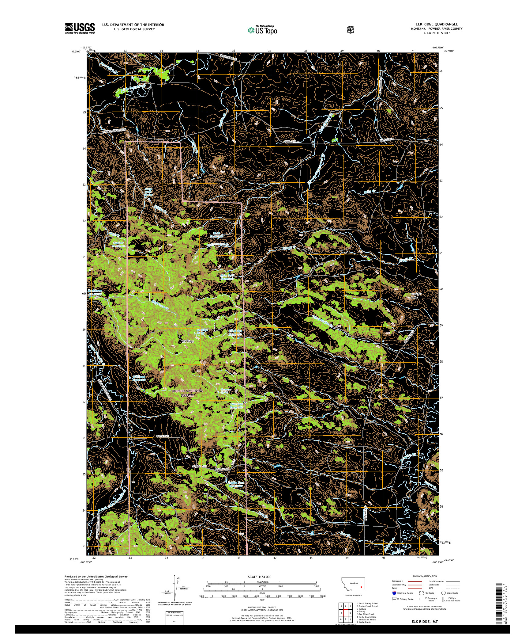 USGS US TOPO 7.5-MINUTE MAP FOR ELK RIDGE, MT 2020