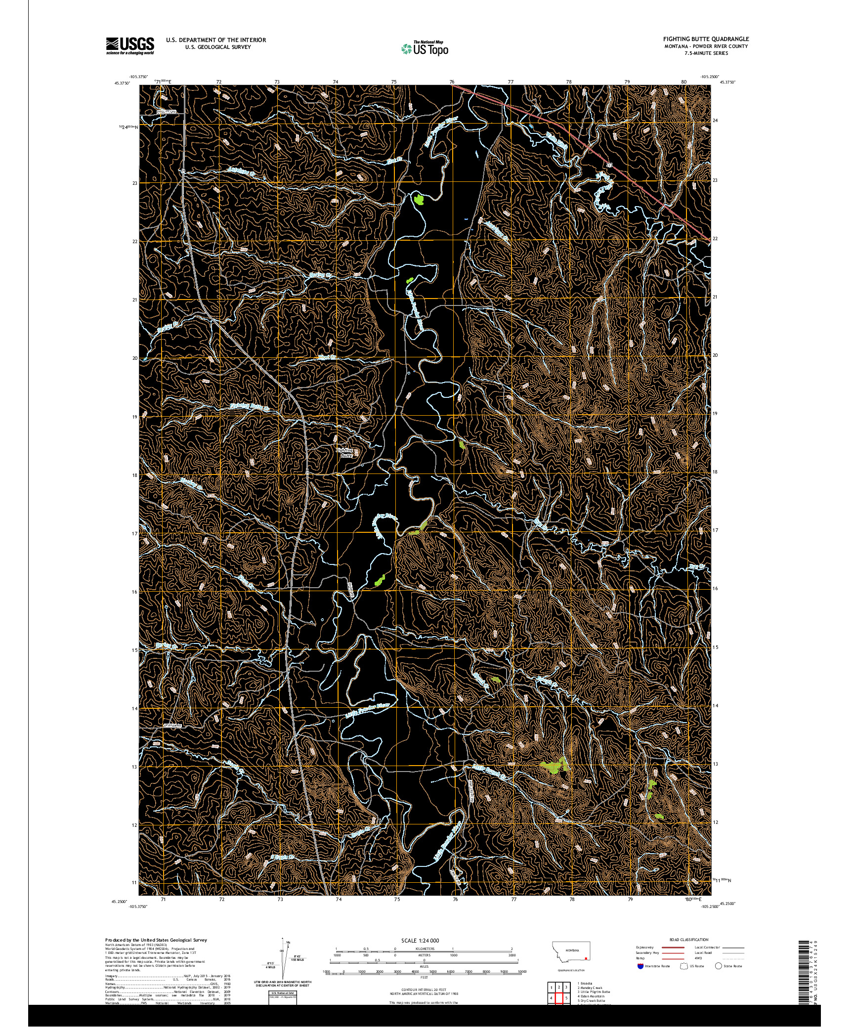 USGS US TOPO 7.5-MINUTE MAP FOR FIGHTING BUTTE, MT 2020