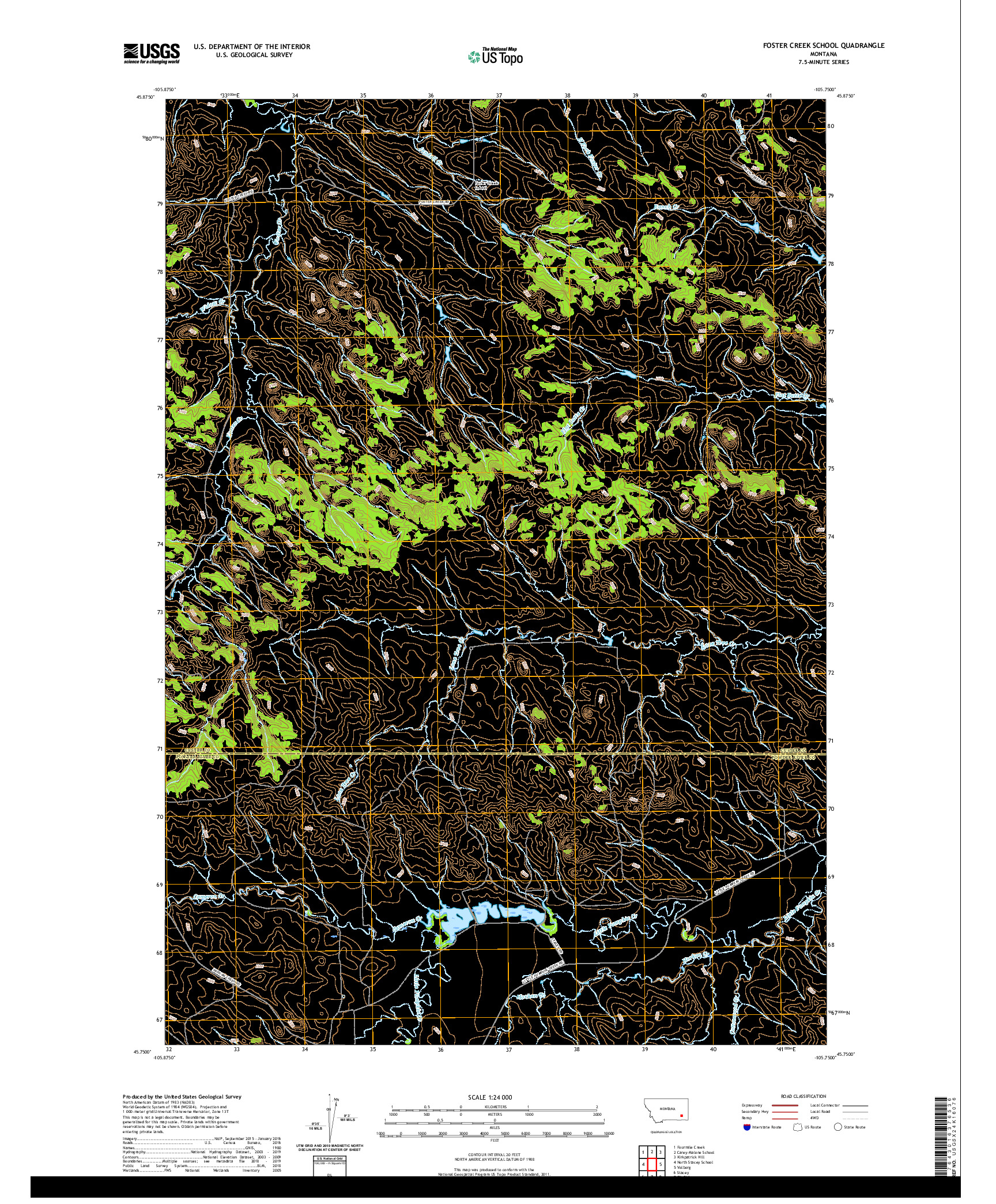 USGS US TOPO 7.5-MINUTE MAP FOR FOSTER CREEK SCHOOL, MT 2020