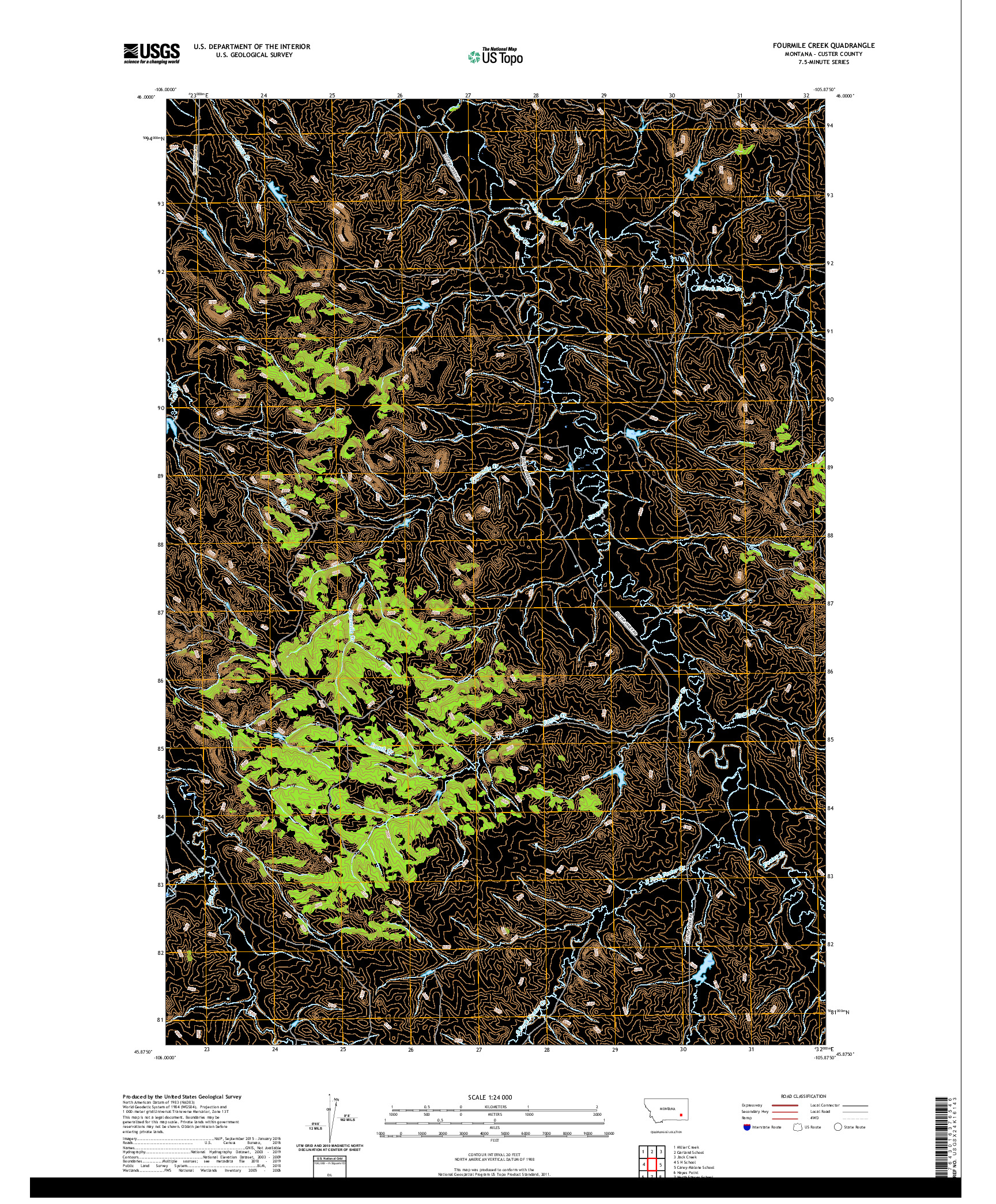 USGS US TOPO 7.5-MINUTE MAP FOR FOURMILE CREEK, MT 2020