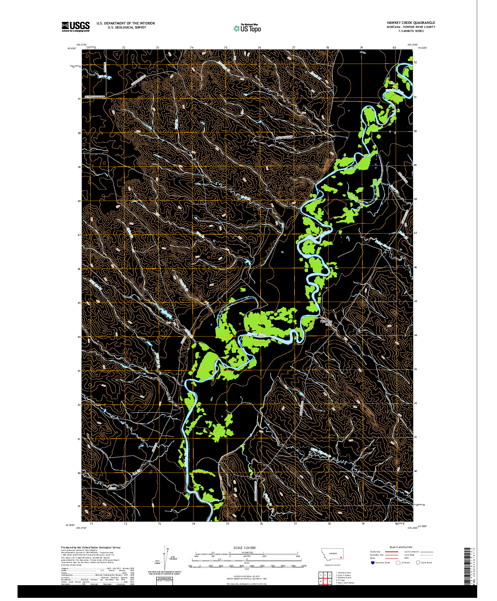 USGS US TOPO 7.5-MINUTE MAP FOR HAWKEY CREEK, MT 2020