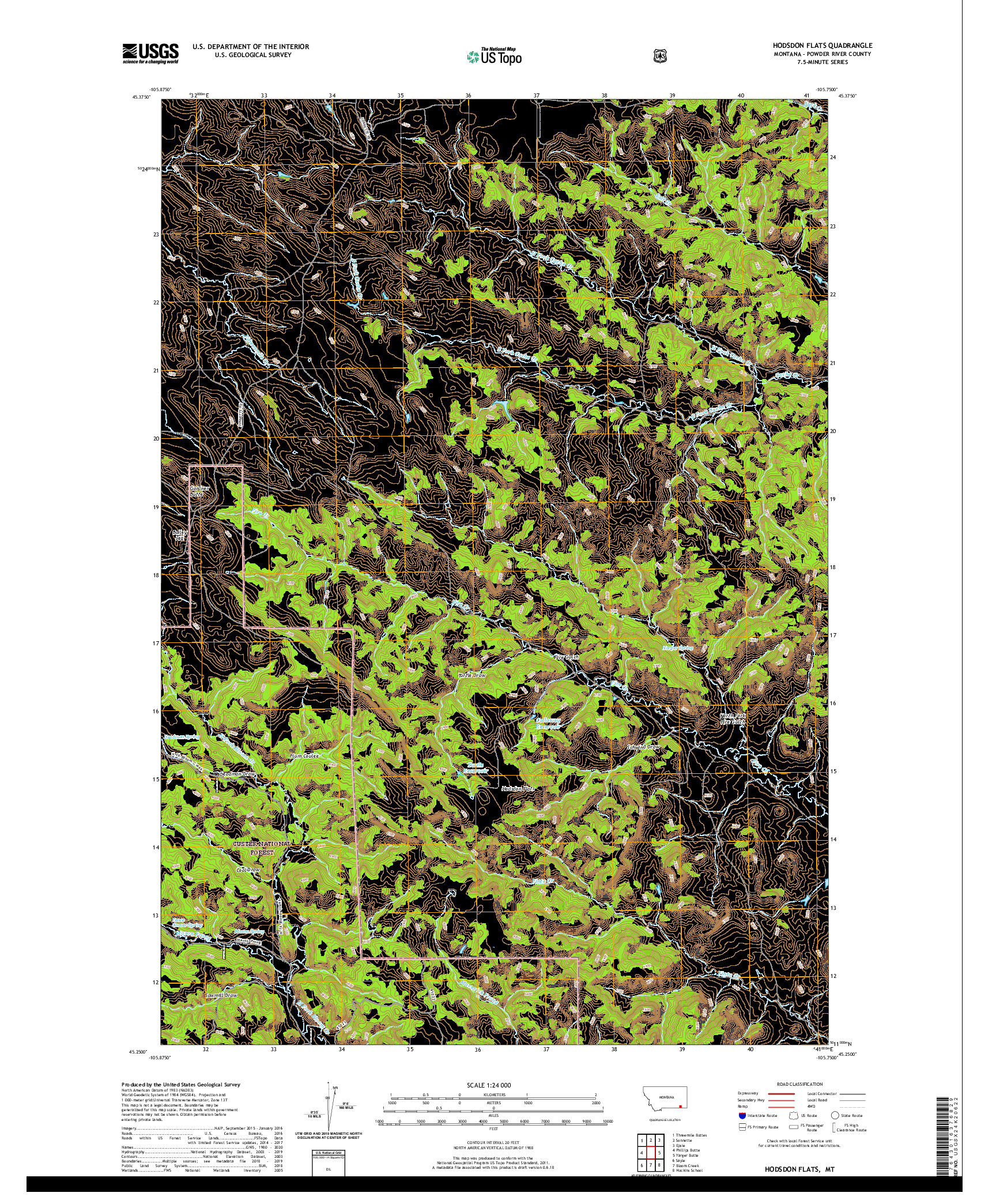 USGS US TOPO 7.5-MINUTE MAP FOR HODSDON FLATS, MT 2020