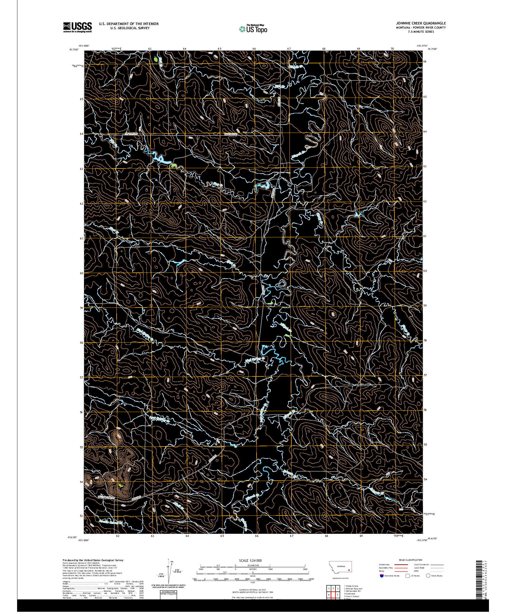 USGS US TOPO 7.5-MINUTE MAP FOR JOHNNIE CREEK, MT 2020