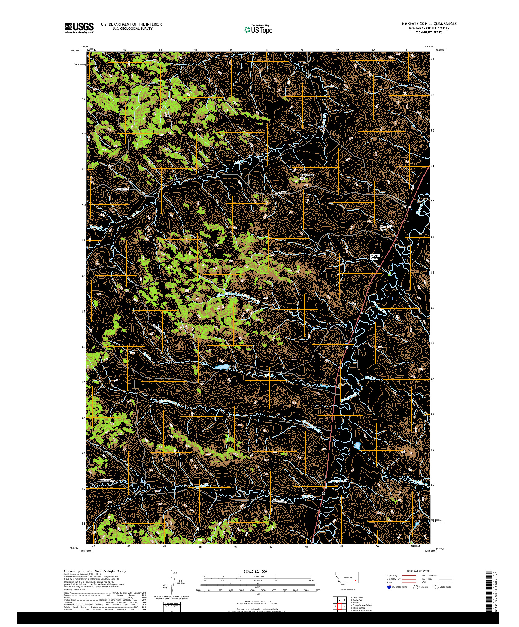 USGS US TOPO 7.5-MINUTE MAP FOR KIRKPATRICK HILL, MT 2020
