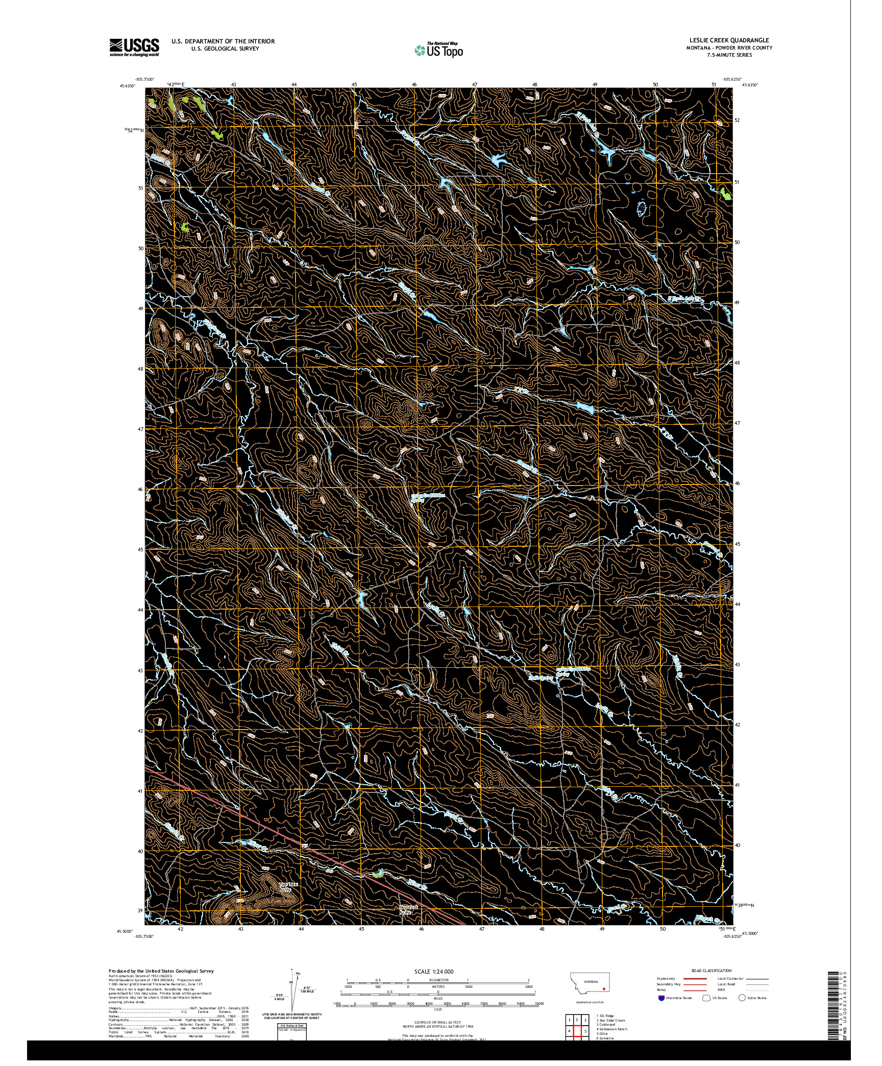 USGS US TOPO 7.5-MINUTE MAP FOR LESLIE CREEK, MT 2020