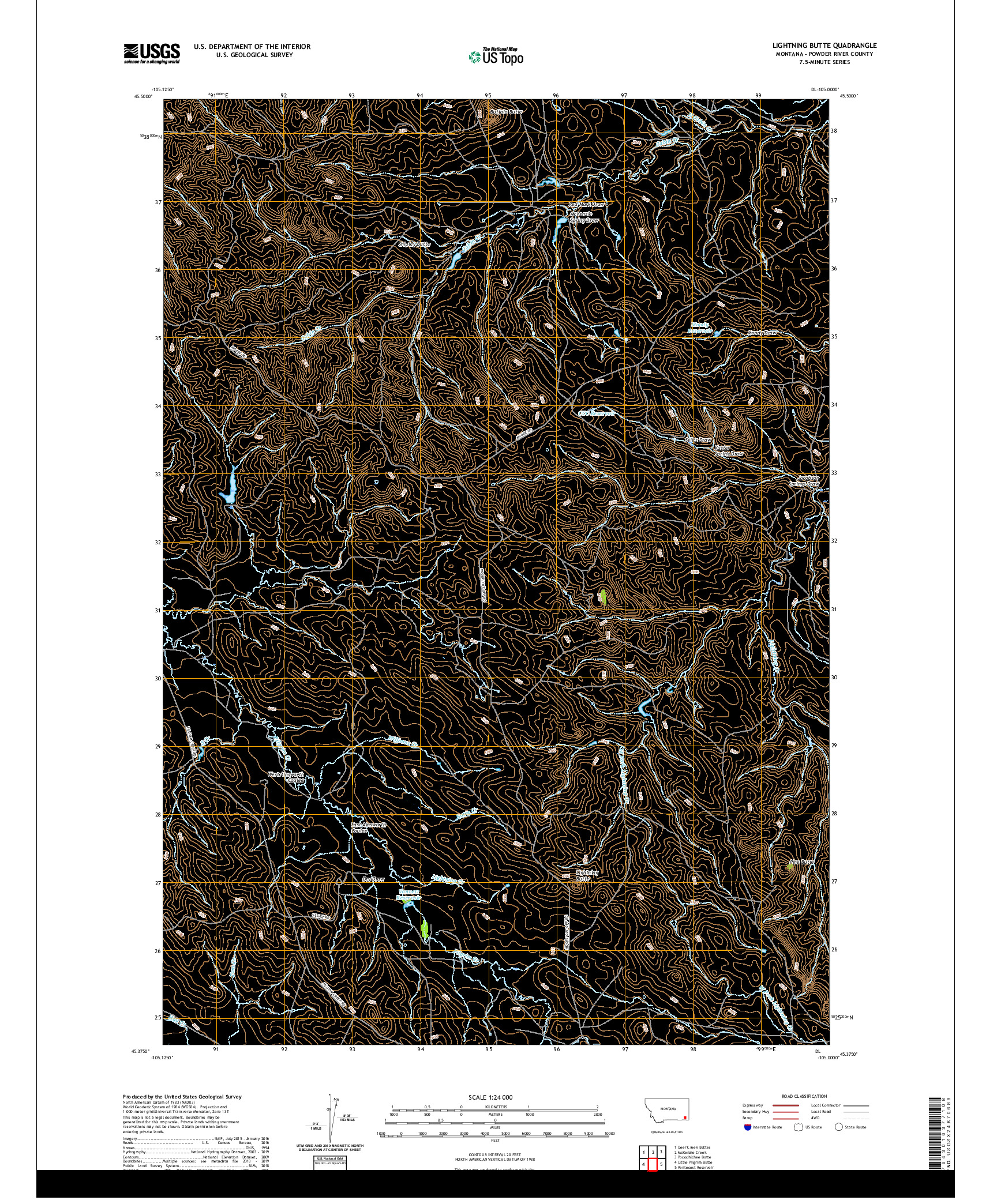 USGS US TOPO 7.5-MINUTE MAP FOR LIGHTNING BUTTE, MT 2020