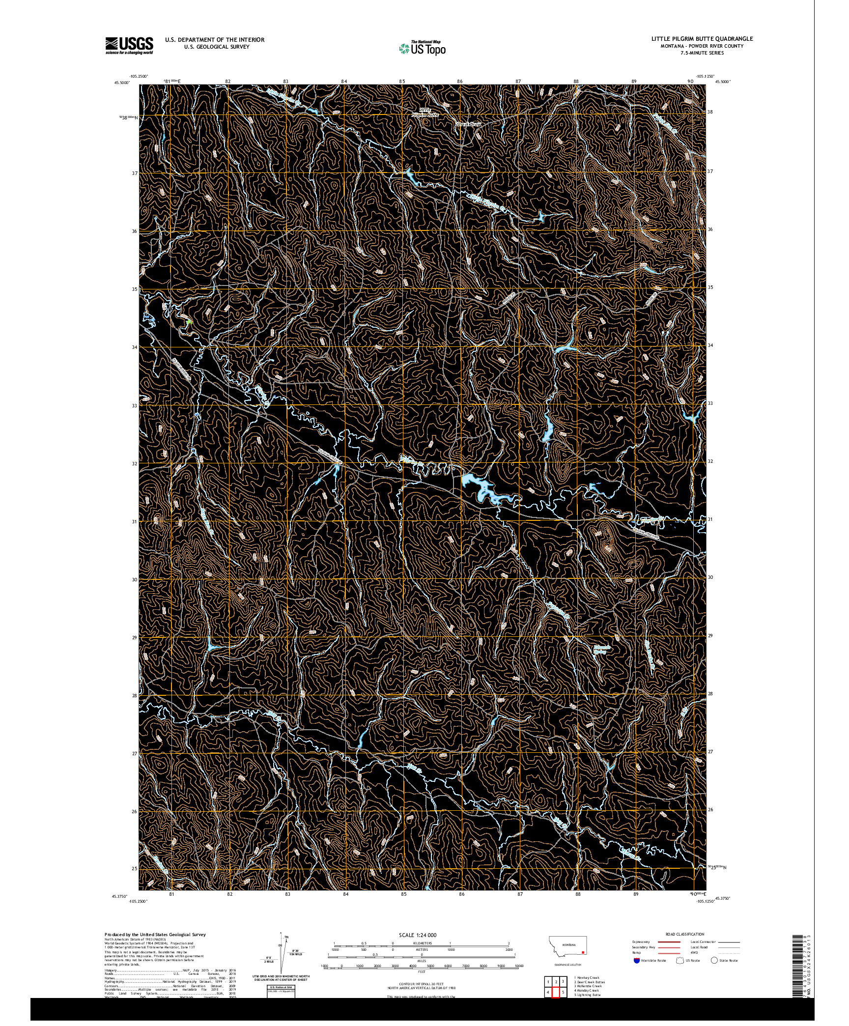 USGS US TOPO 7.5-MINUTE MAP FOR LITTLE PILGRIM BUTTE, MT 2020