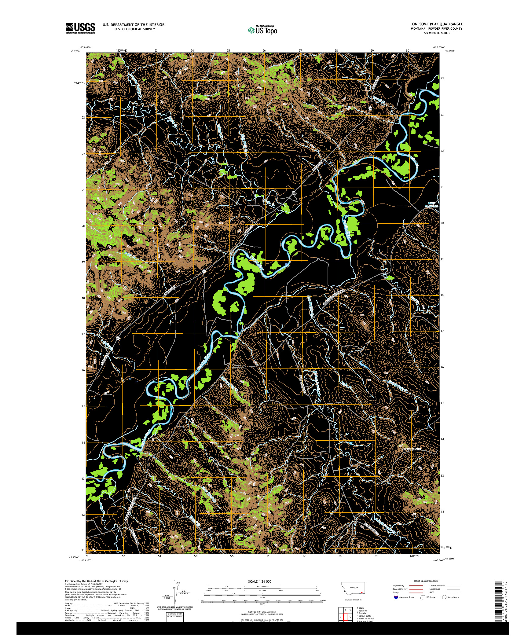 USGS US TOPO 7.5-MINUTE MAP FOR LONESOME PEAK, MT 2020