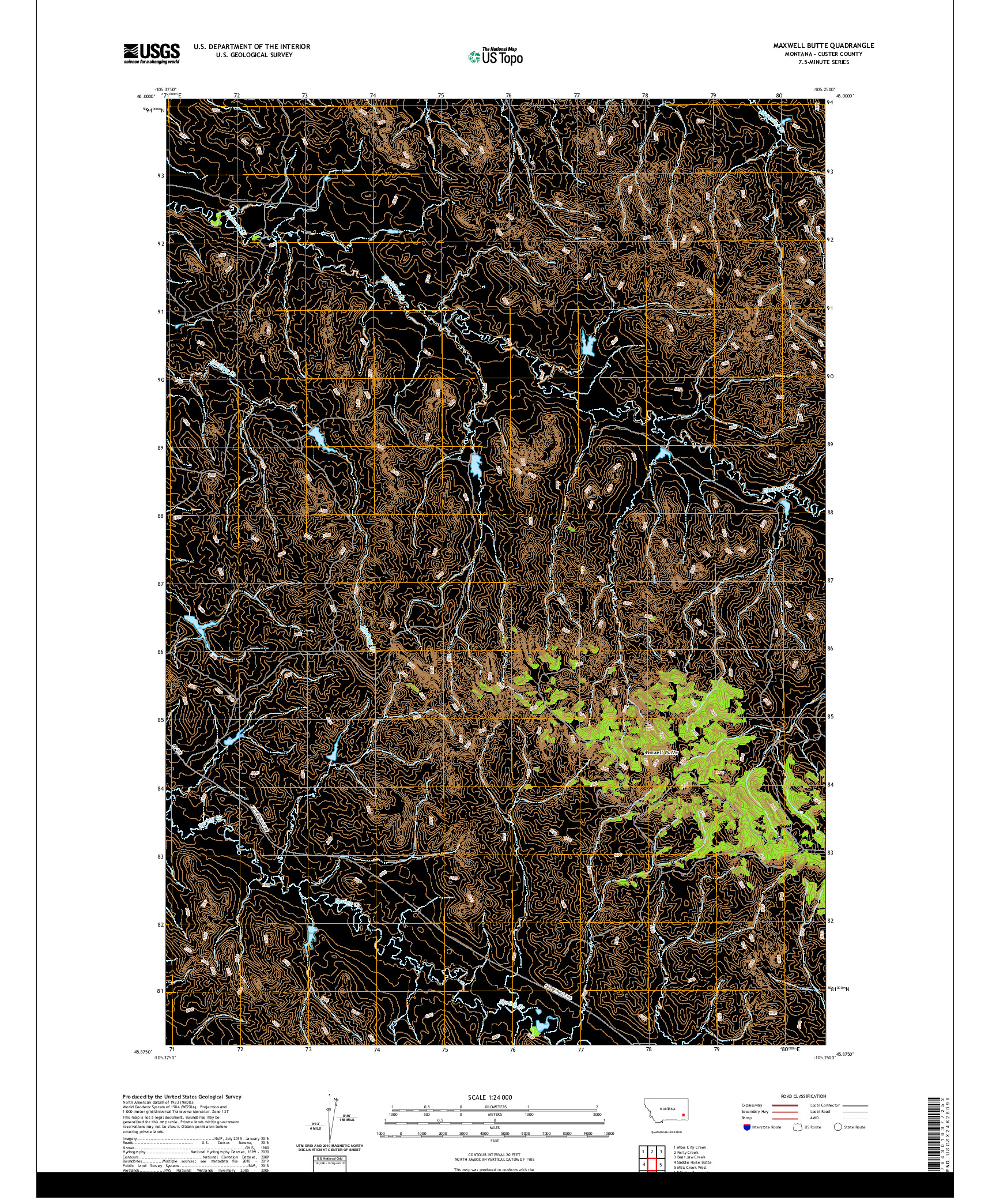 USGS US TOPO 7.5-MINUTE MAP FOR MAXWELL BUTTE, MT 2020