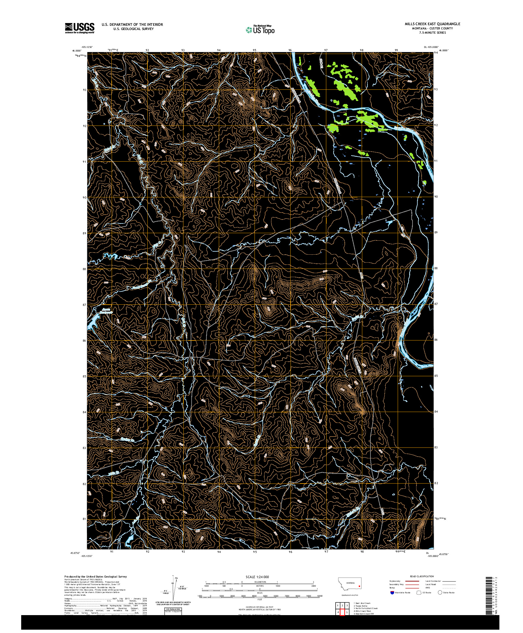 USGS US TOPO 7.5-MINUTE MAP FOR MILLS CREEK EAST, MT 2020