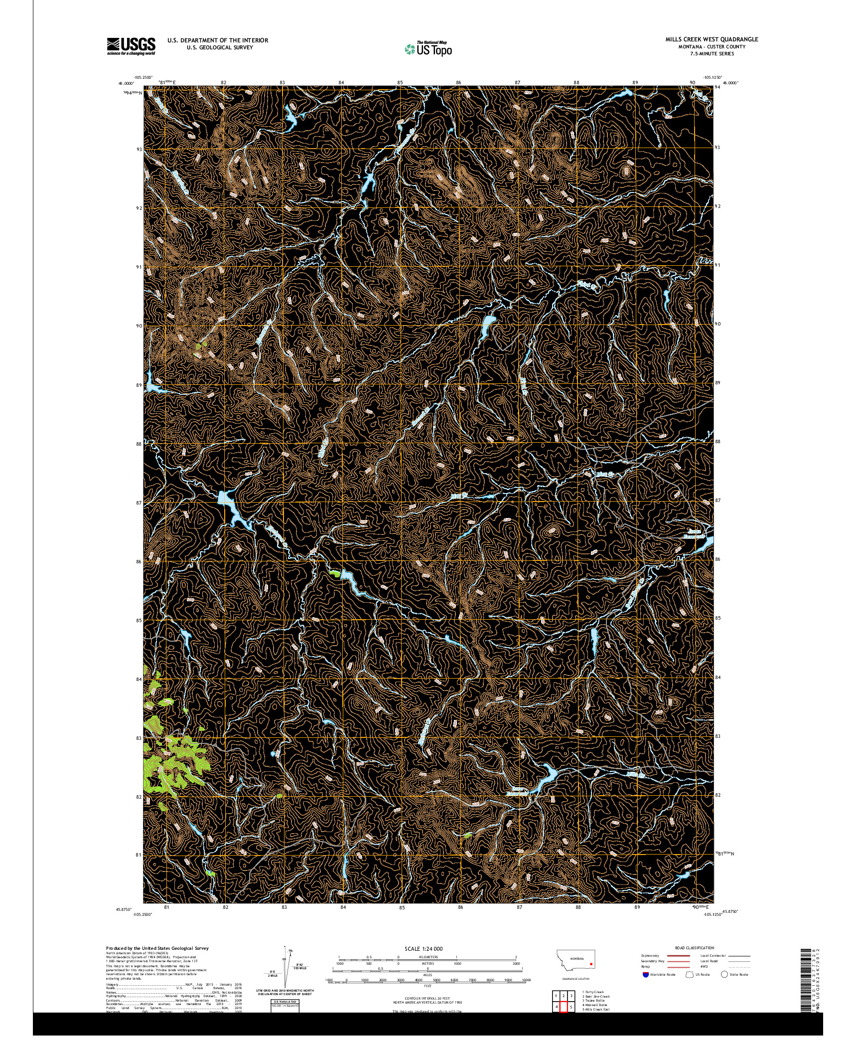 USGS US TOPO 7.5-MINUTE MAP FOR MILLS CREEK WEST, MT 2020