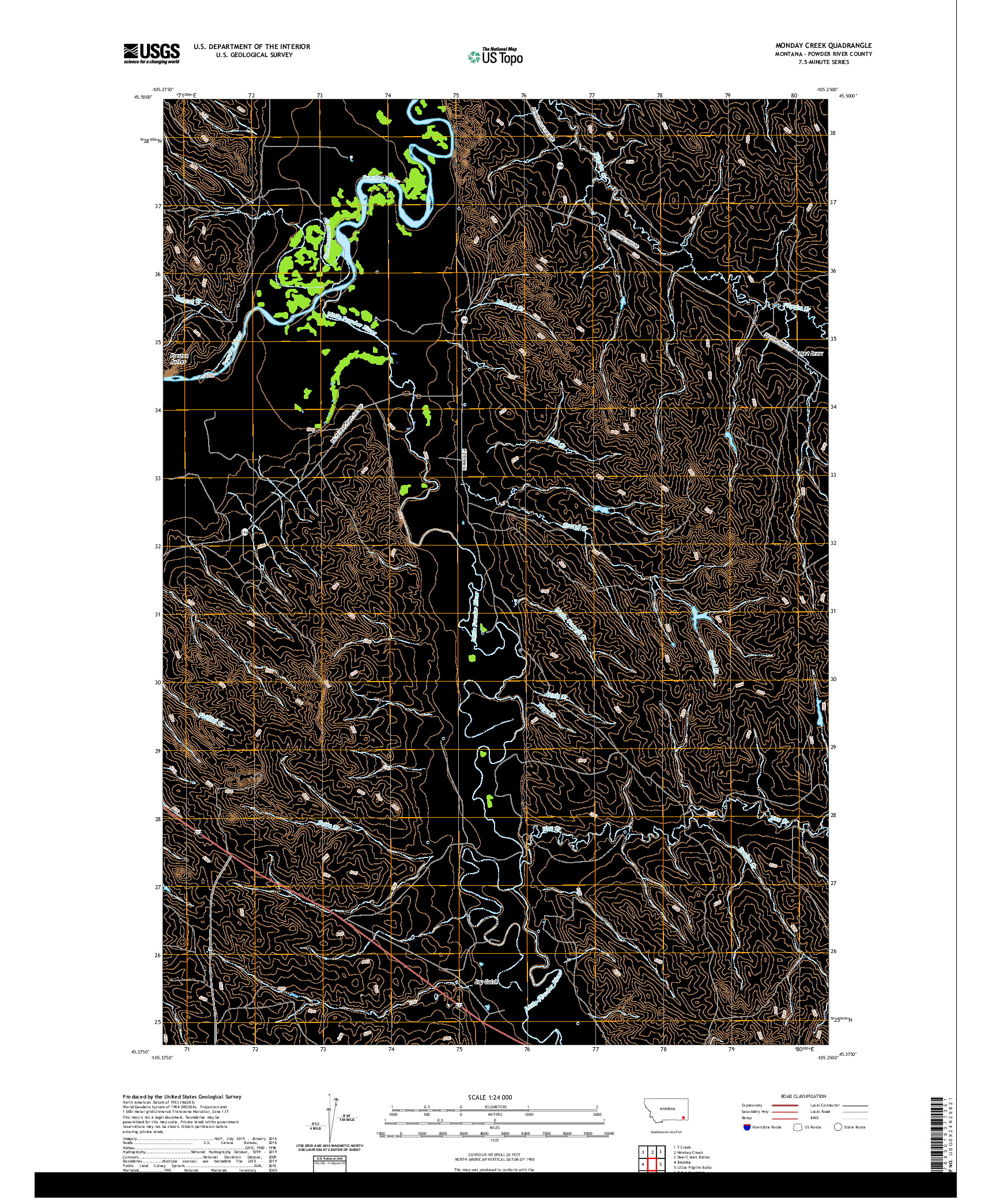 USGS US TOPO 7.5-MINUTE MAP FOR MONDAY CREEK, MT 2020