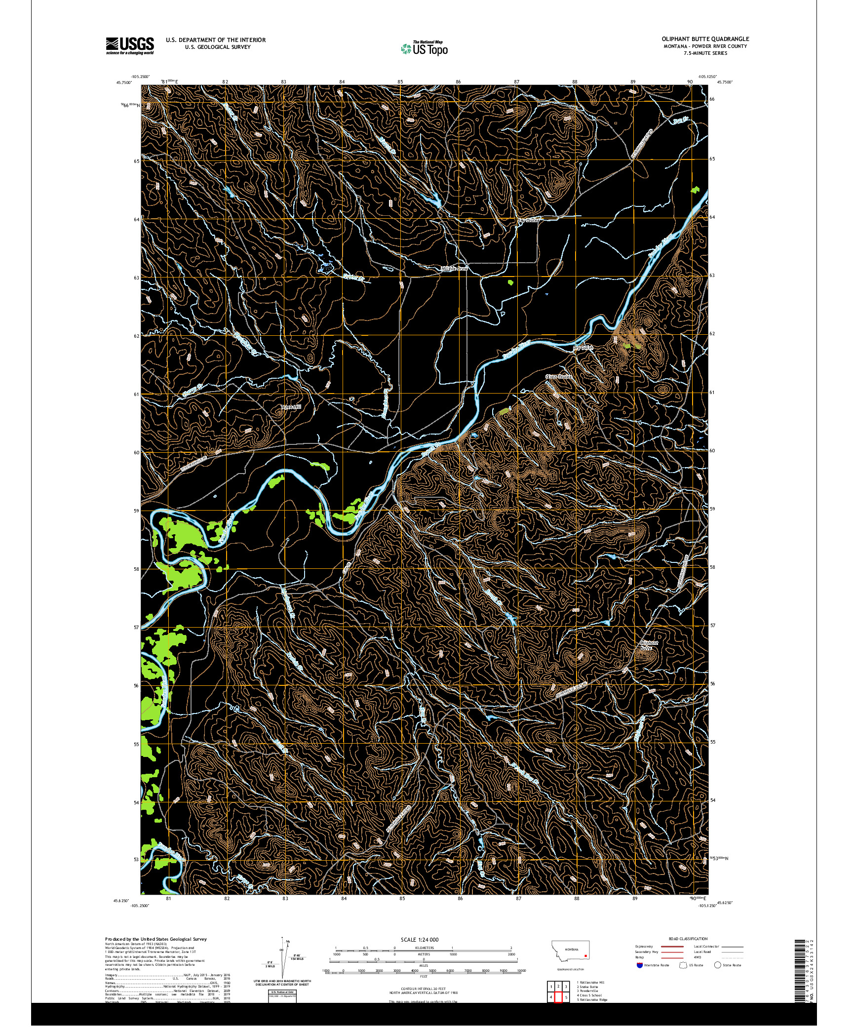 USGS US TOPO 7.5-MINUTE MAP FOR OLIPHANT BUTTE, MT 2020