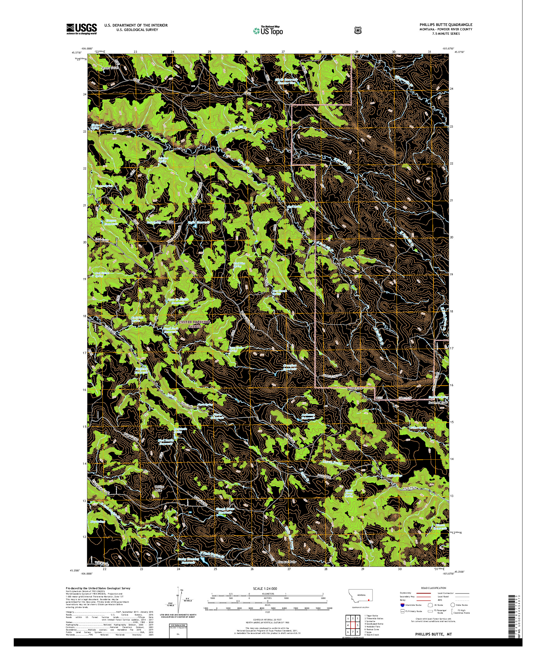 USGS US TOPO 7.5-MINUTE MAP FOR PHILLIPS BUTTE, MT 2020