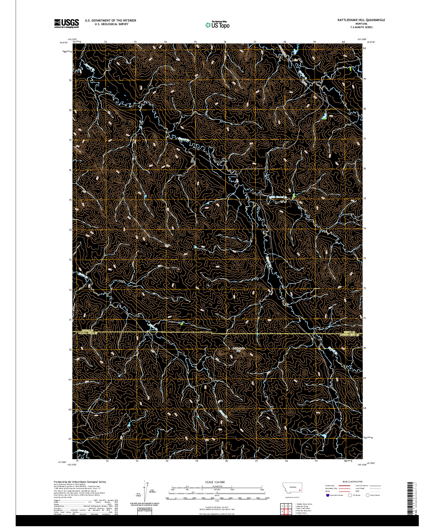 USGS US TOPO 7.5-MINUTE MAP FOR RATTLESNAKE HILL, MT 2020