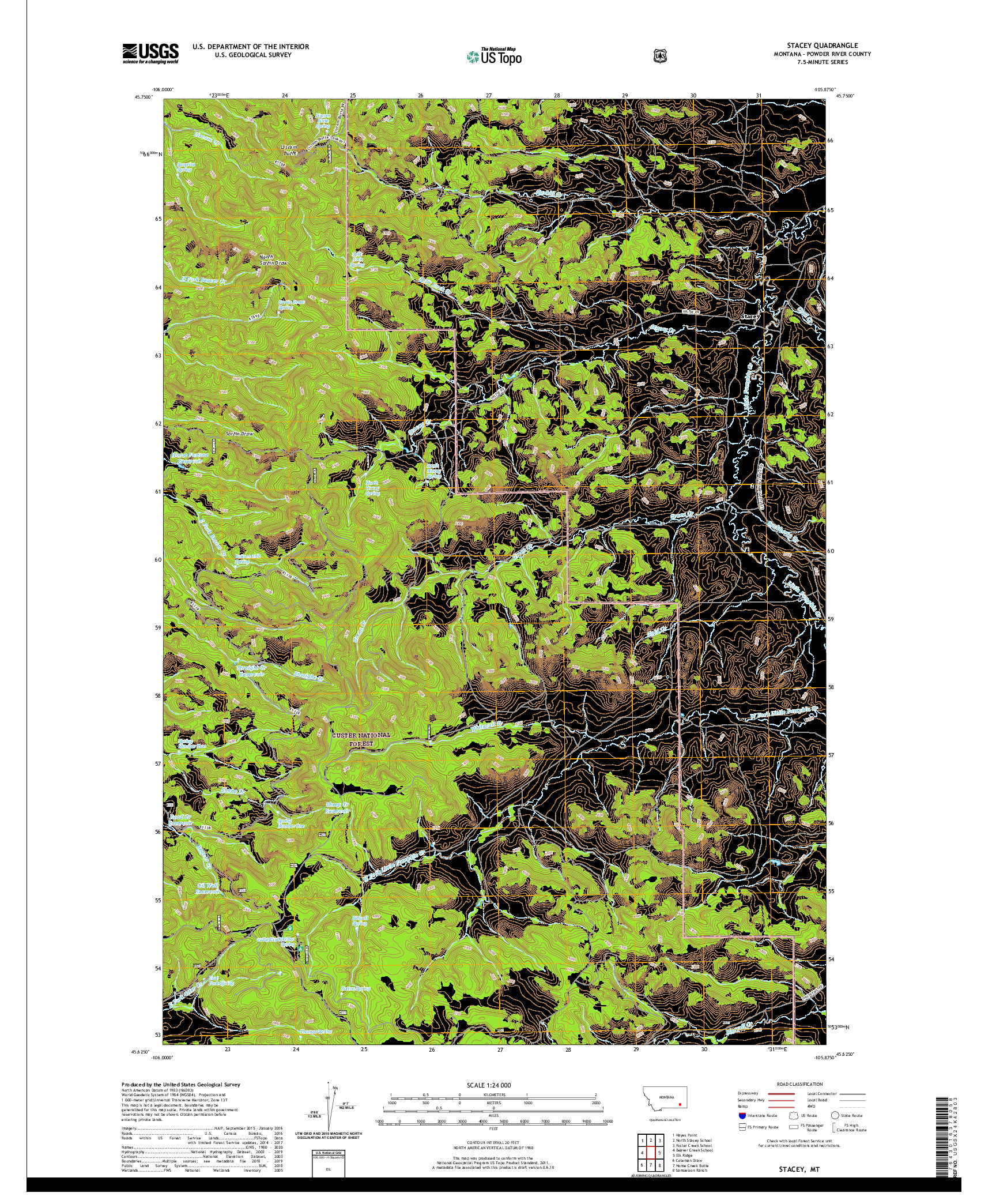 USGS US TOPO 7.5-MINUTE MAP FOR STACEY, MT 2020