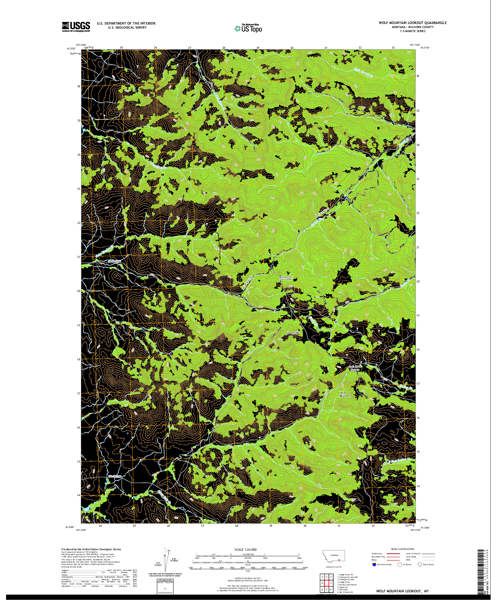 USGS US TOPO 7.5-MINUTE MAP FOR WOLF MOUNTAIN LOOKOUT, MT 2020