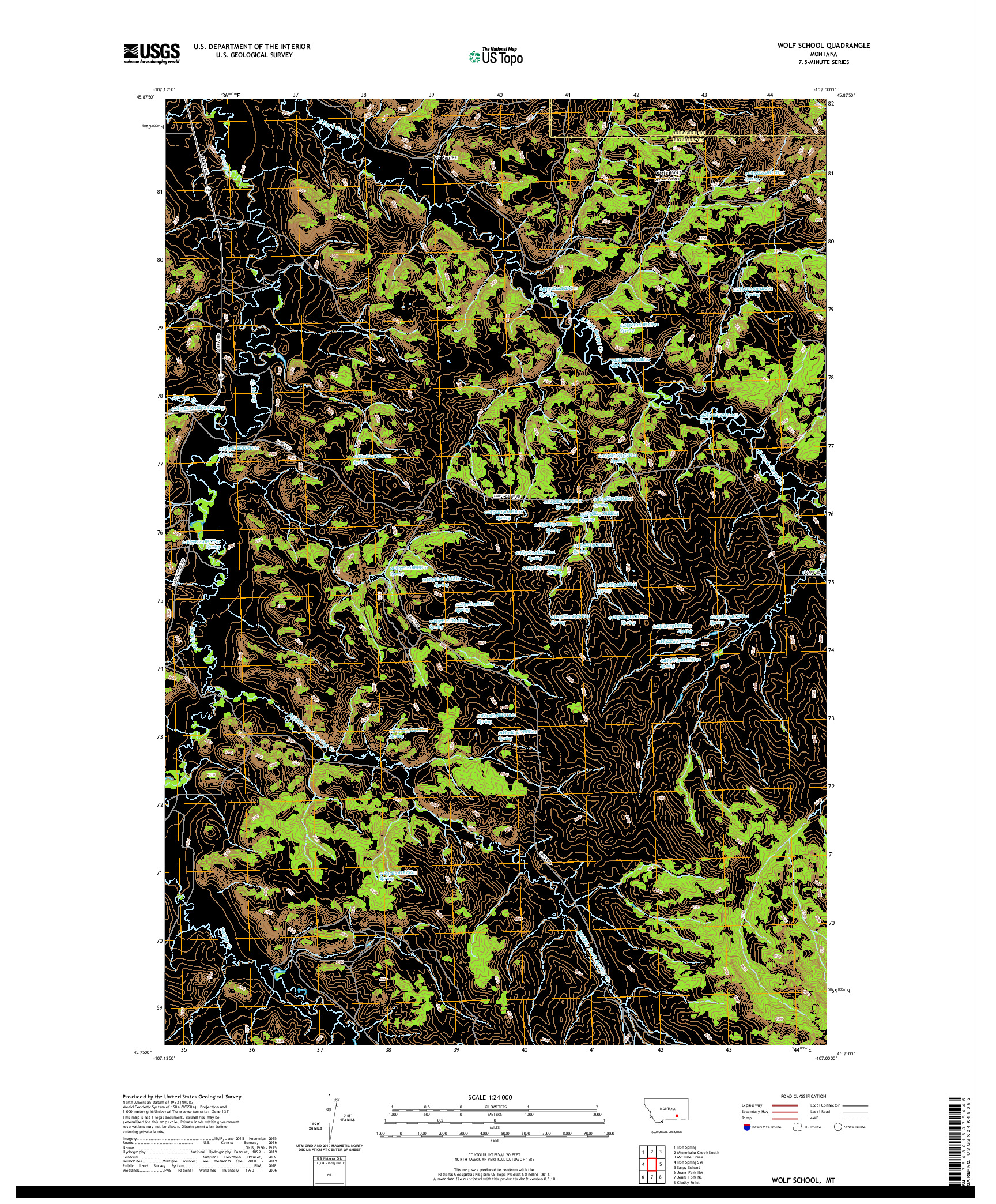 USGS US TOPO 7.5-MINUTE MAP FOR WOLF SCHOOL, MT 2020