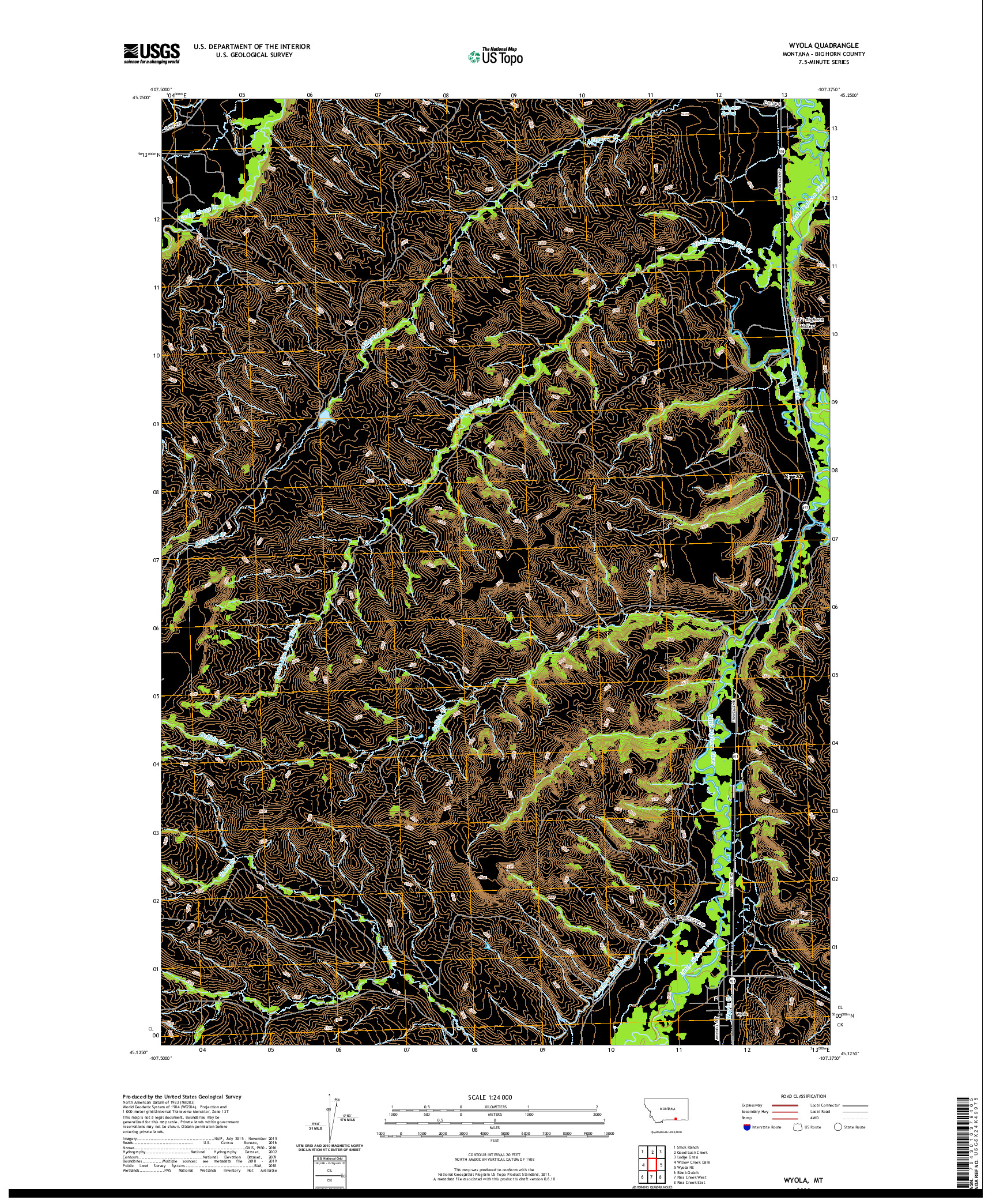 USGS US TOPO 7.5-MINUTE MAP FOR WYOLA, MT 2020