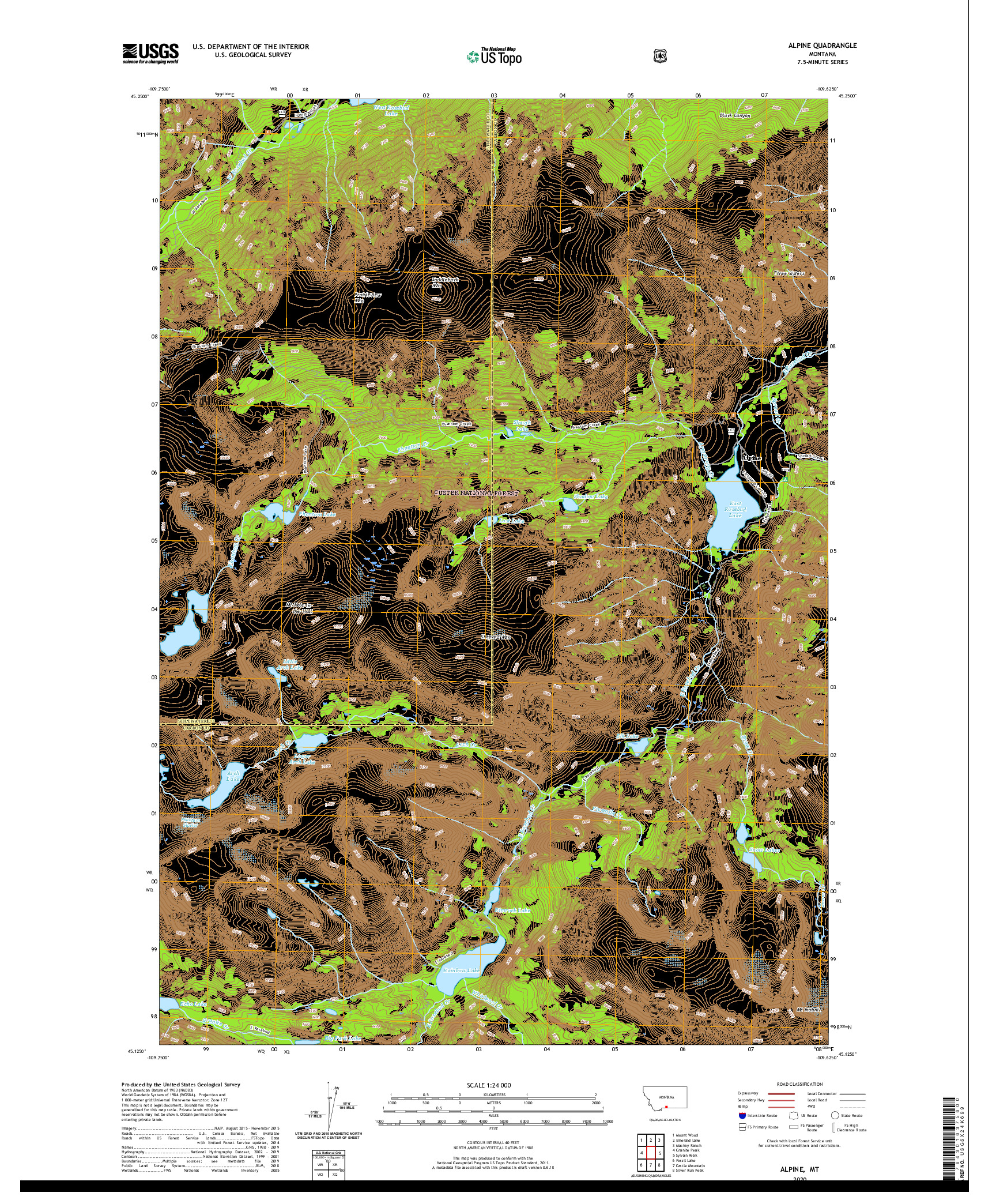 USGS US TOPO 7.5-MINUTE MAP FOR ALPINE, MT 2020