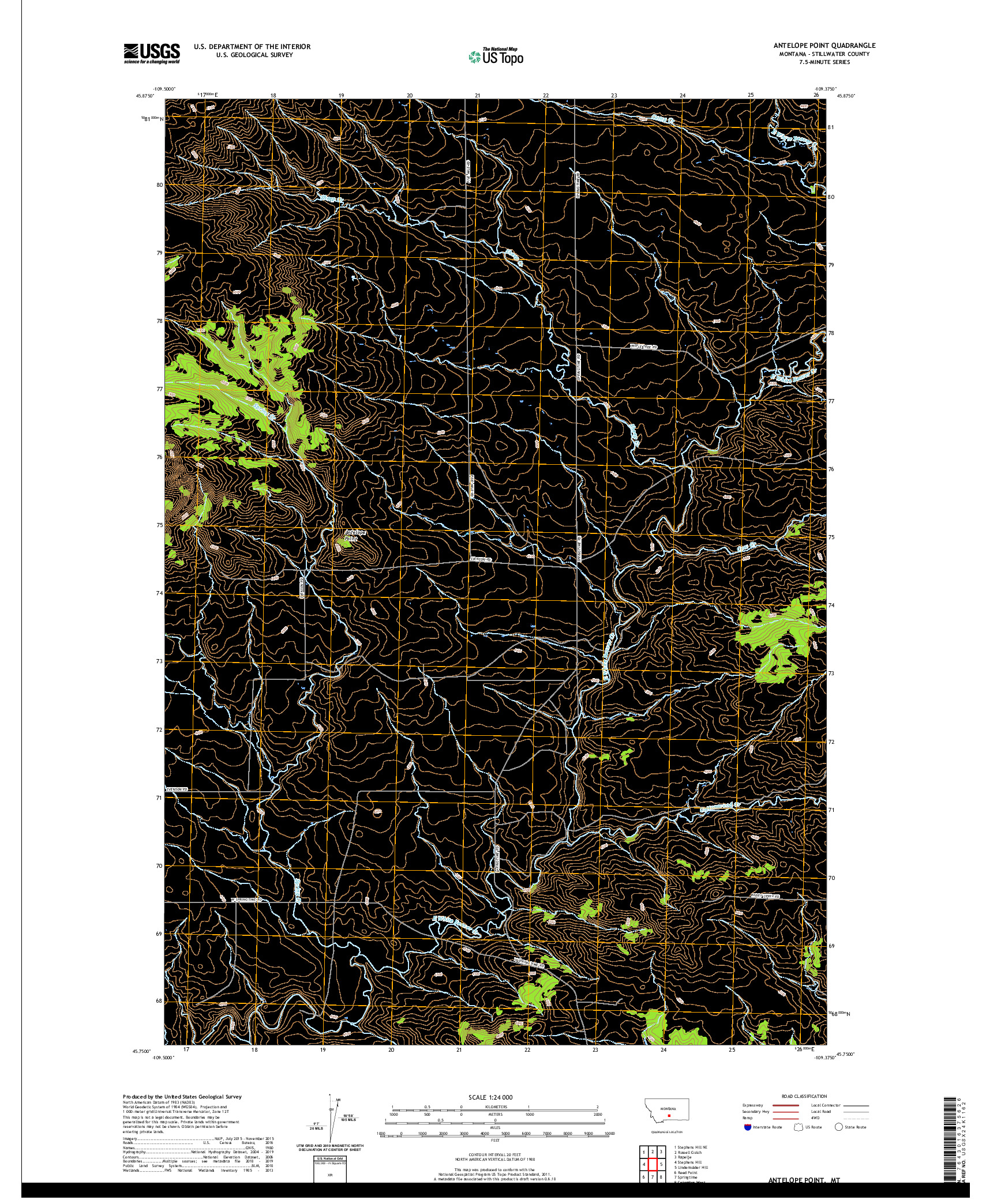 USGS US TOPO 7.5-MINUTE MAP FOR ANTELOPE POINT, MT 2020