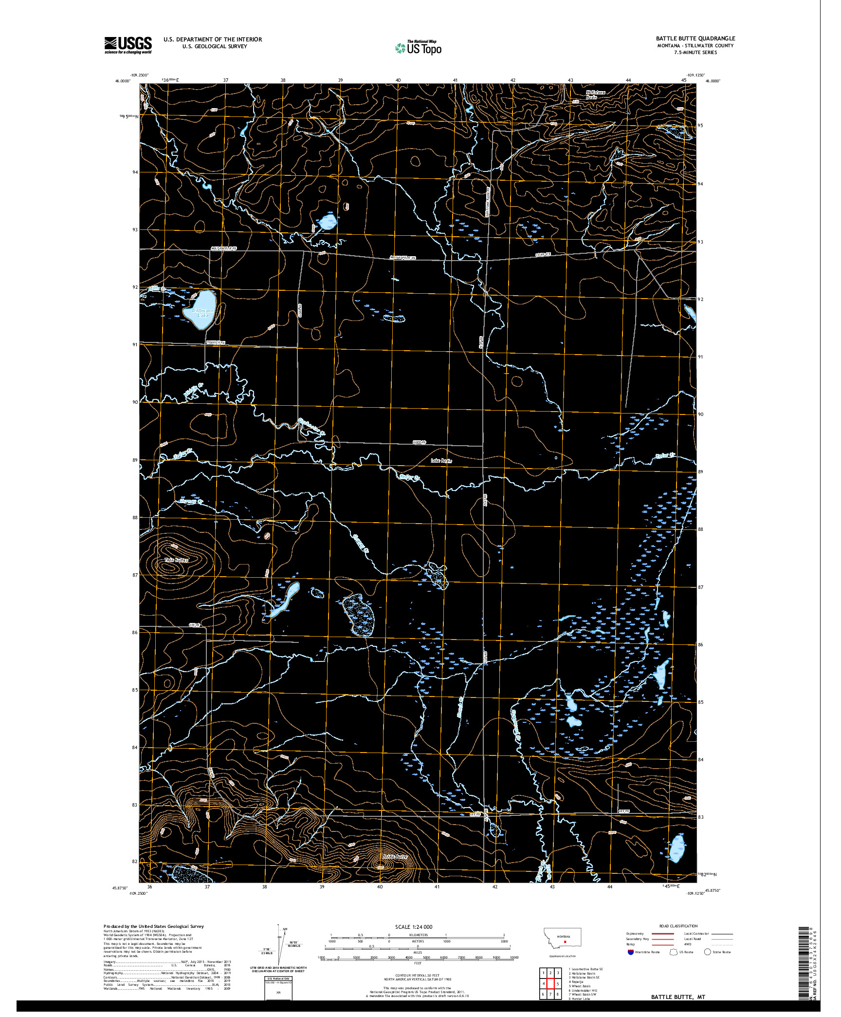 USGS US TOPO 7.5-MINUTE MAP FOR BATTLE BUTTE, MT 2020