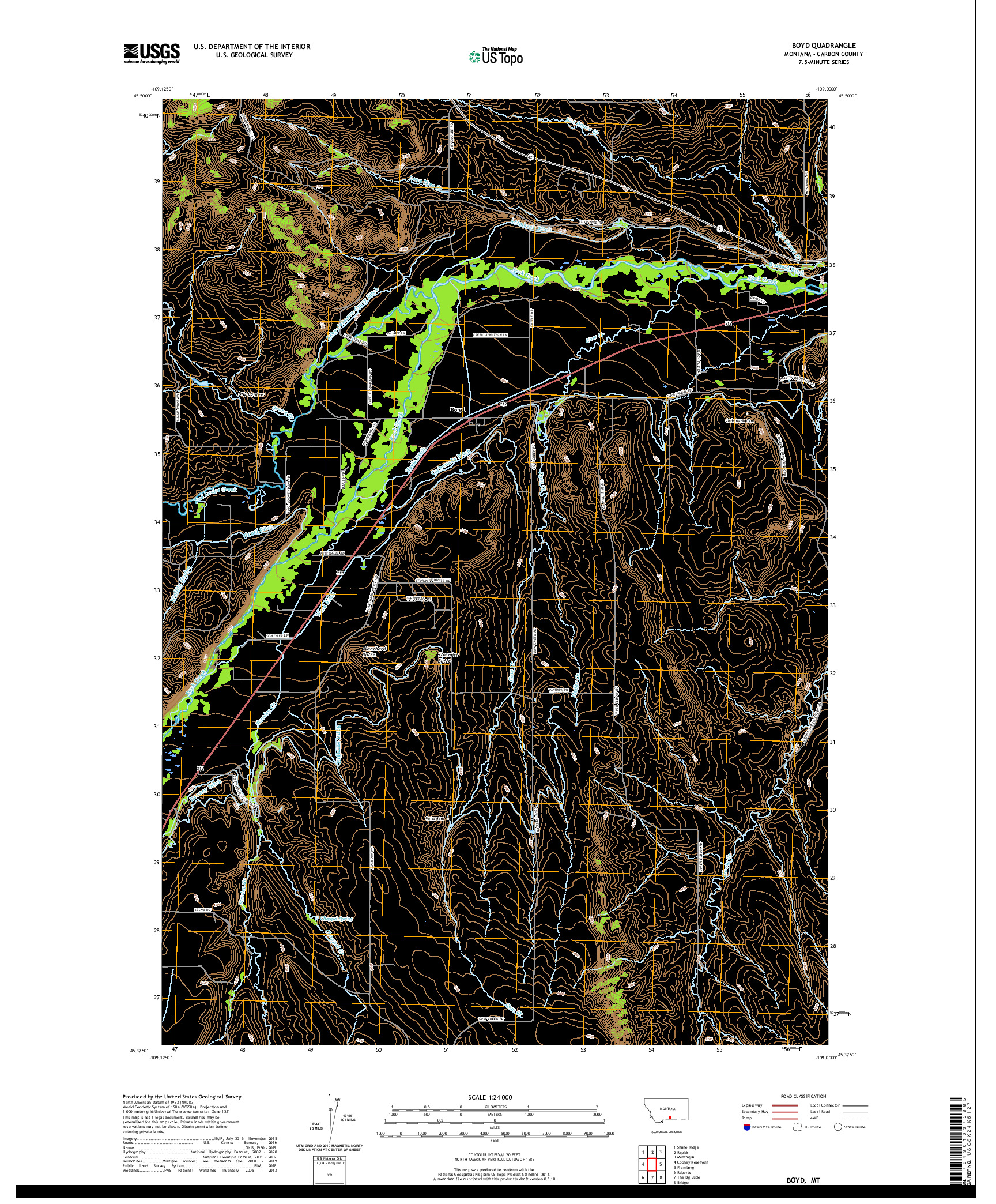 USGS US TOPO 7.5-MINUTE MAP FOR BOYD, MT 2020
